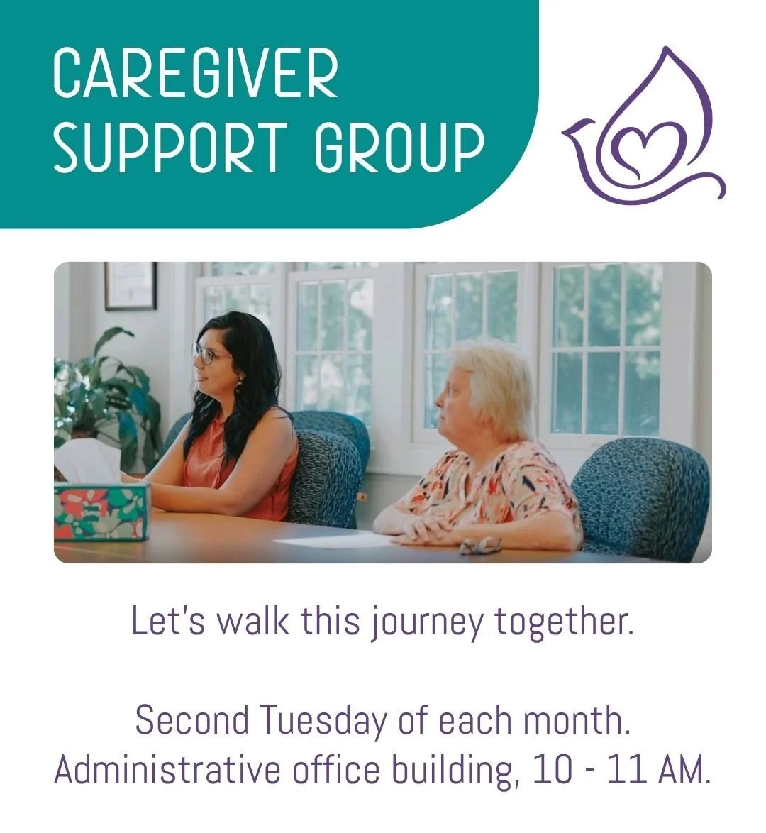 We are glad to offer a new support group specifically for our patient caregivers. This is a welcoming space to share experiences, find encouragement and connect with others facing similar challenges. 

Please join us from 10 - 11 AM tomorrow at our a