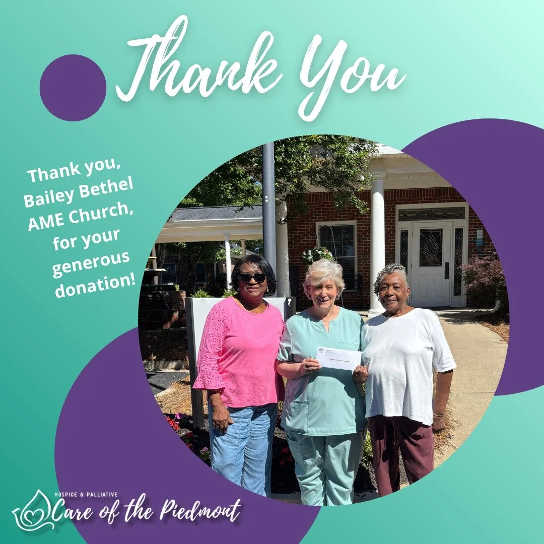 💜 Thank you to Bailey Bethel AME Church for your generous donation to Hospice &amp; Palliative Care of the Piedmont! 💜

Your kindness and support help us continue providing compassionate care, comfort, and dignity to patients and families throughou
