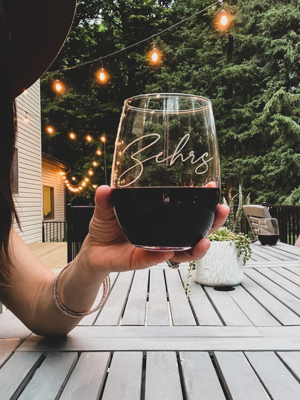 Wine glass engraved with name  zehr custom engraving