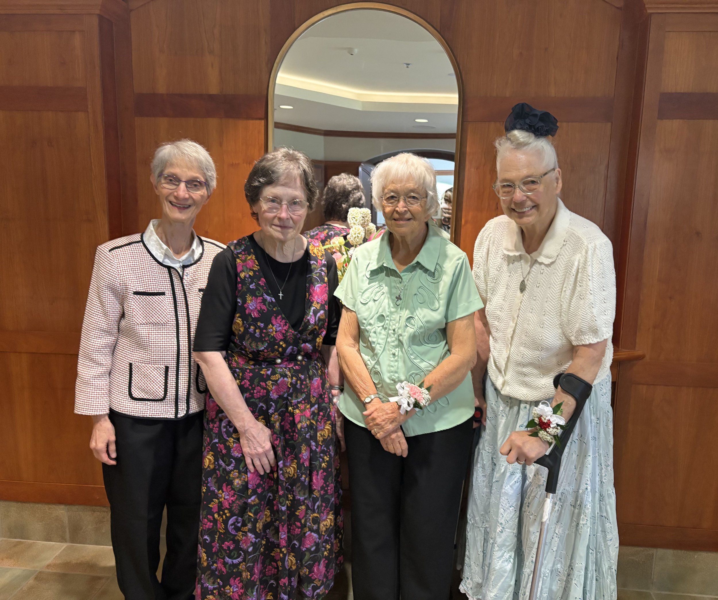 60 Years (l-r): Sisters Pat Trovato, Jeanne Morreall, Chris Burgmaier, and Marguerite Dynski