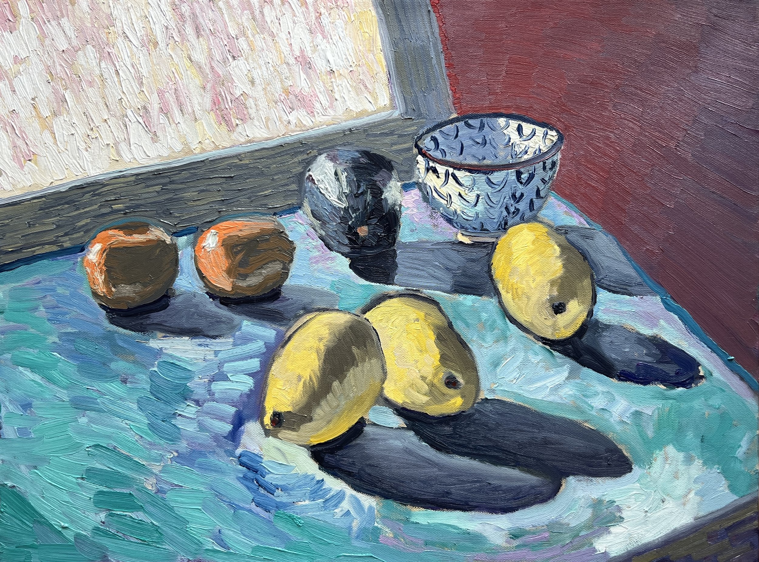 Still Life of Fruit in Green and Red