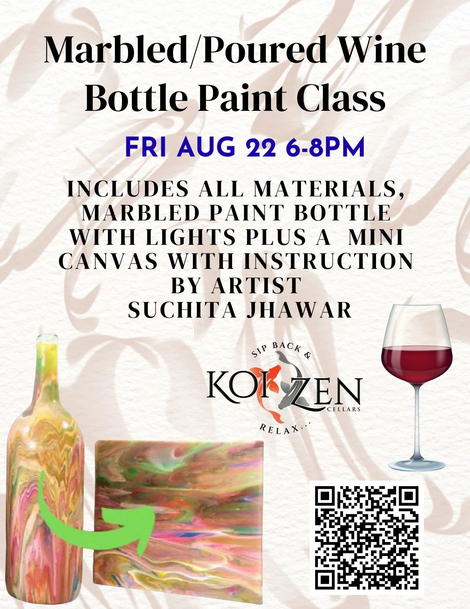 Marbled paint Pour Wine Bottle and canvas
