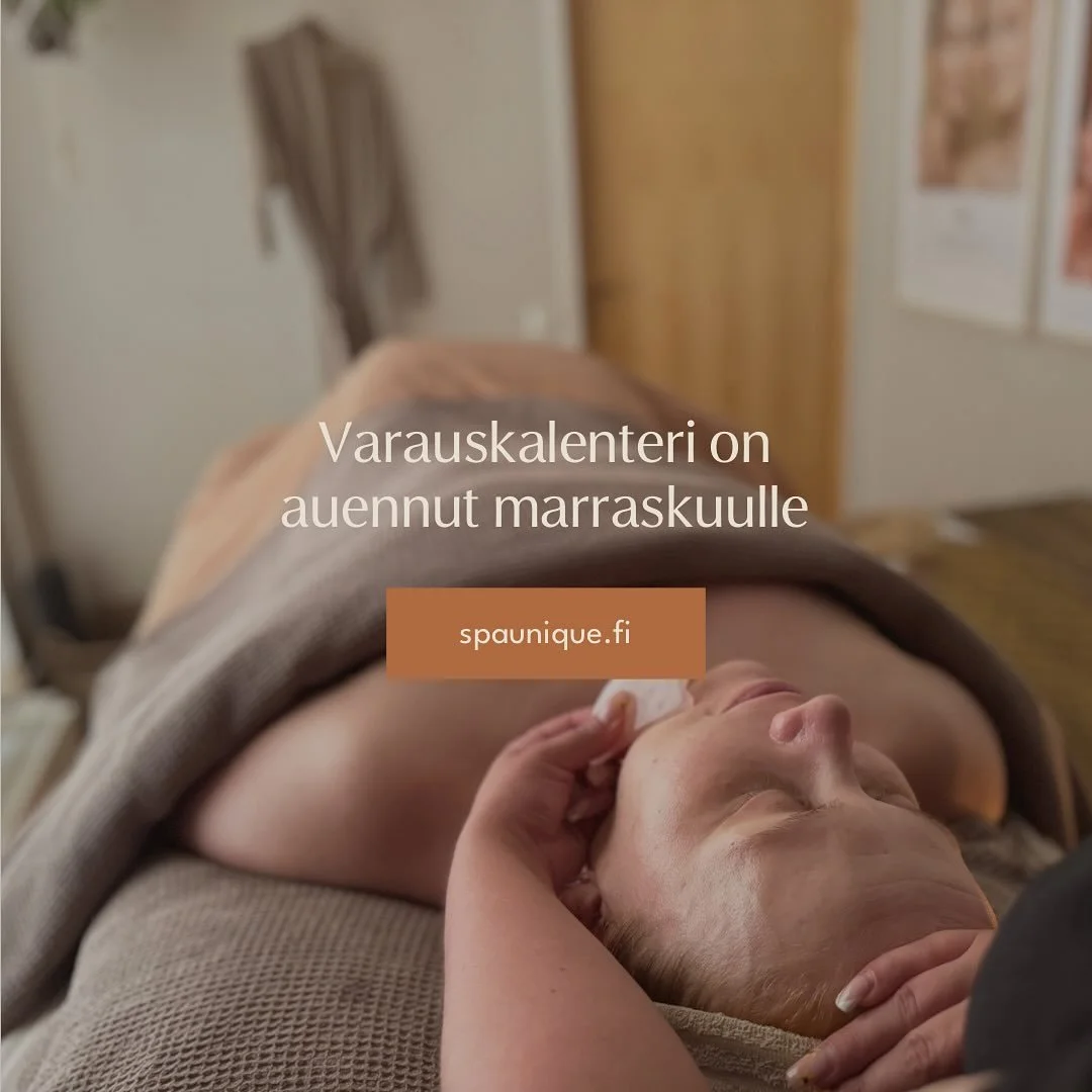 Marraskuun ajanvaraus avattu! ✨

L&auml;mpim&auml;sti tervetuloa Skin Care puolelle tehokkaisiin ihonhoitoihin ja Loungen puolelle rentoutumaan. Kosmetologimme suosittelevat erityisesti testaamaan uusia hemmottelevia kausihoitoja! 🥰

Muistathan vara