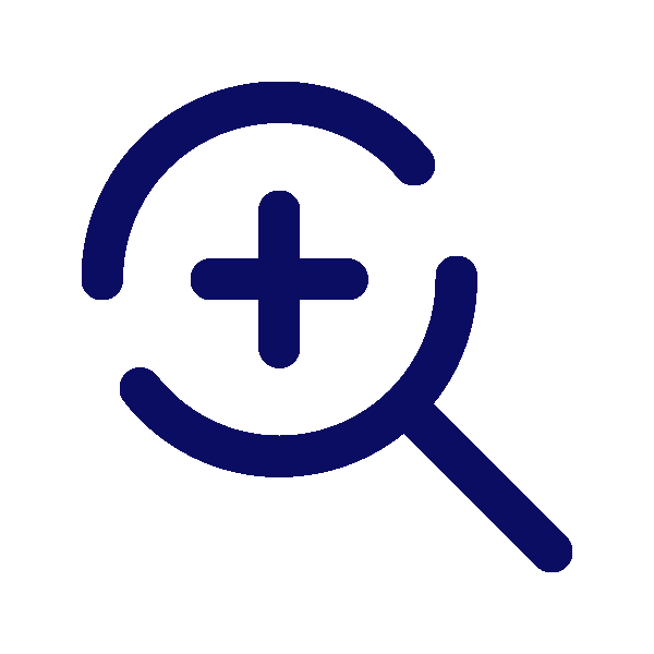 Magnifying glass icon with a plus sign and a circular arrow around it, symbolizing zoom in or search enhancement.