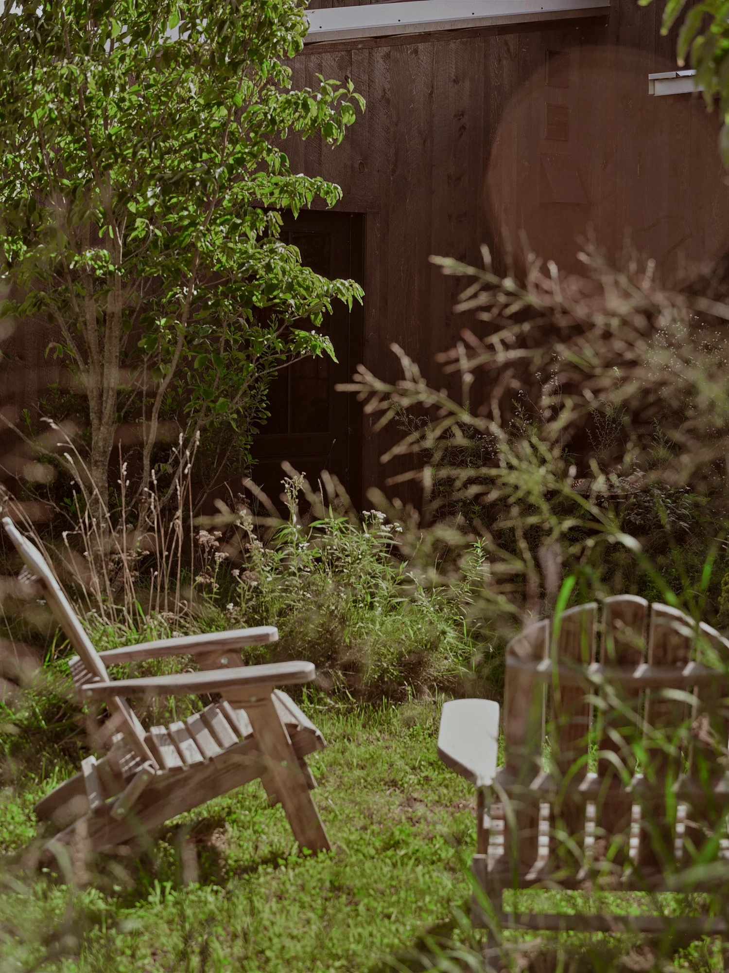 A chair set out in the garden