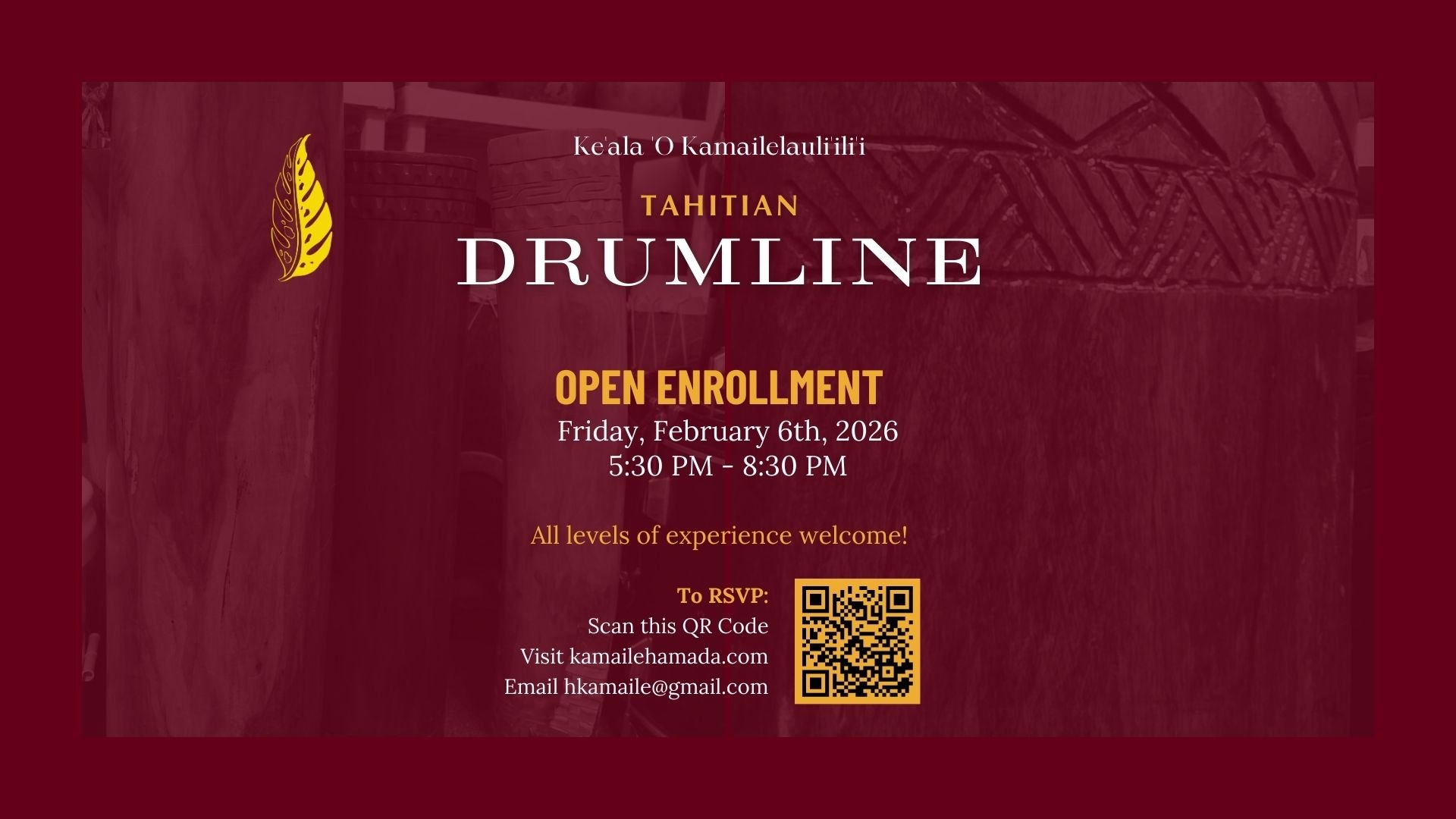 Tahitian Drumline - Open Enrollment