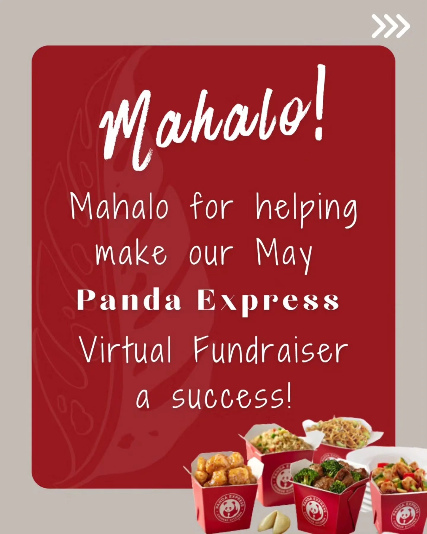 17 cities. 5 states. One incredible community. ❤️💛❤️

Mahalo to everyone who participated in our recent Panda Express fundraiser. Your support helped us cover important expenses that allow us to continue perpetuating and preserving Hawaiian language