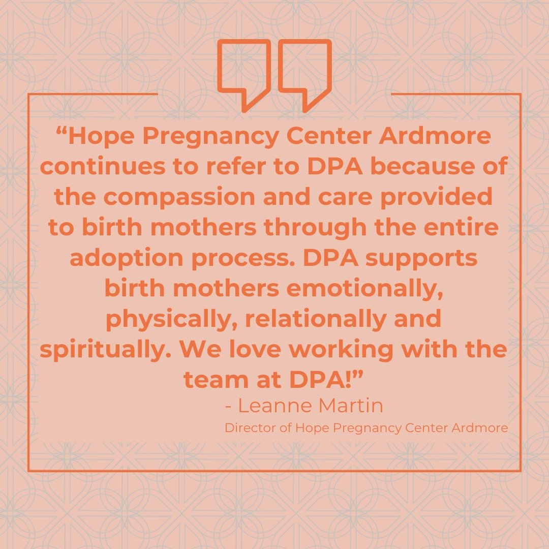 Today we choose to have an attitude of gratitude.

🫶 We are thankful for Leanne and her team at Hope Pregnancy Center in Ardmore and their many referrals of expectant mothers to DPA. Their trust in us to support these women during a significant deci