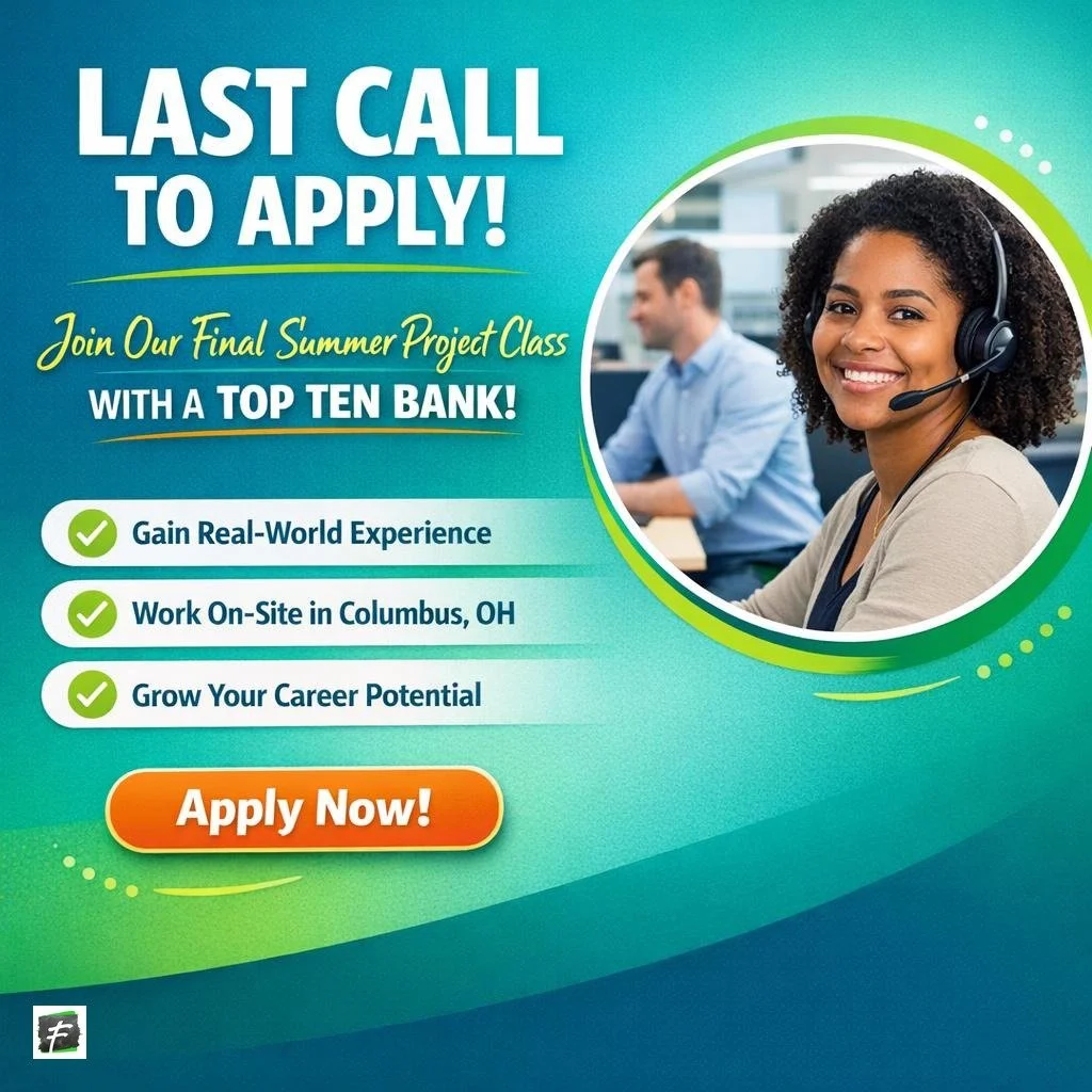 Last call&mdash;Fortuity&rsquo;s final summer project class starts May 4th and this is the last week to apply!  Join our Columbus team supporting a top bank and build hands-on experience with a company that invests in people, performance, and growth.