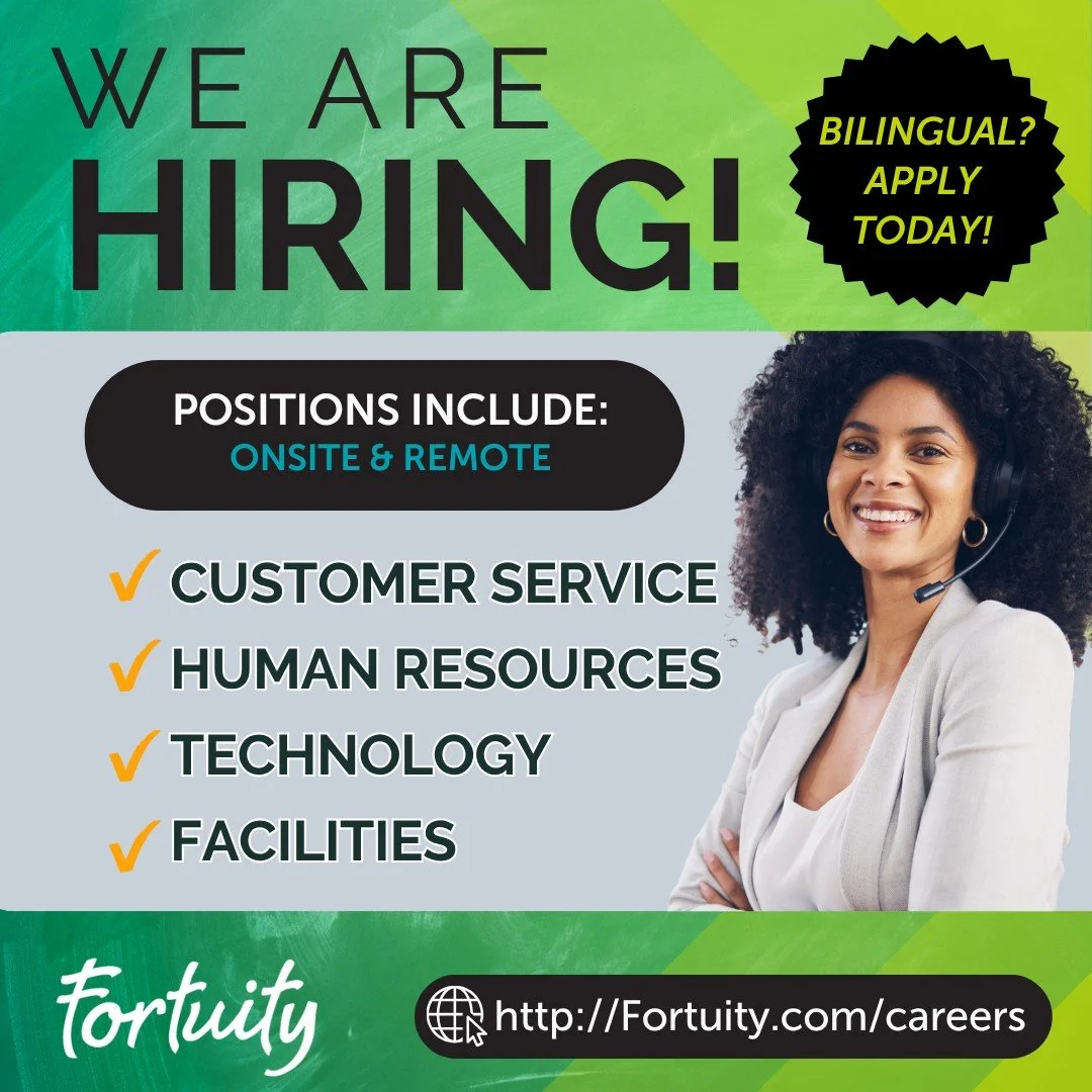 FORTUITY IS HIRING!

We&rsquo;re growing our teams inColumbus, OH and Phoenix, AZ &mdash; and we&rsquo;re especially excited to connect with bilingual professionals and experienced leaders ready for their next opportunity!

🏙️ COLUMBUS, OH
⭐ Bilingu