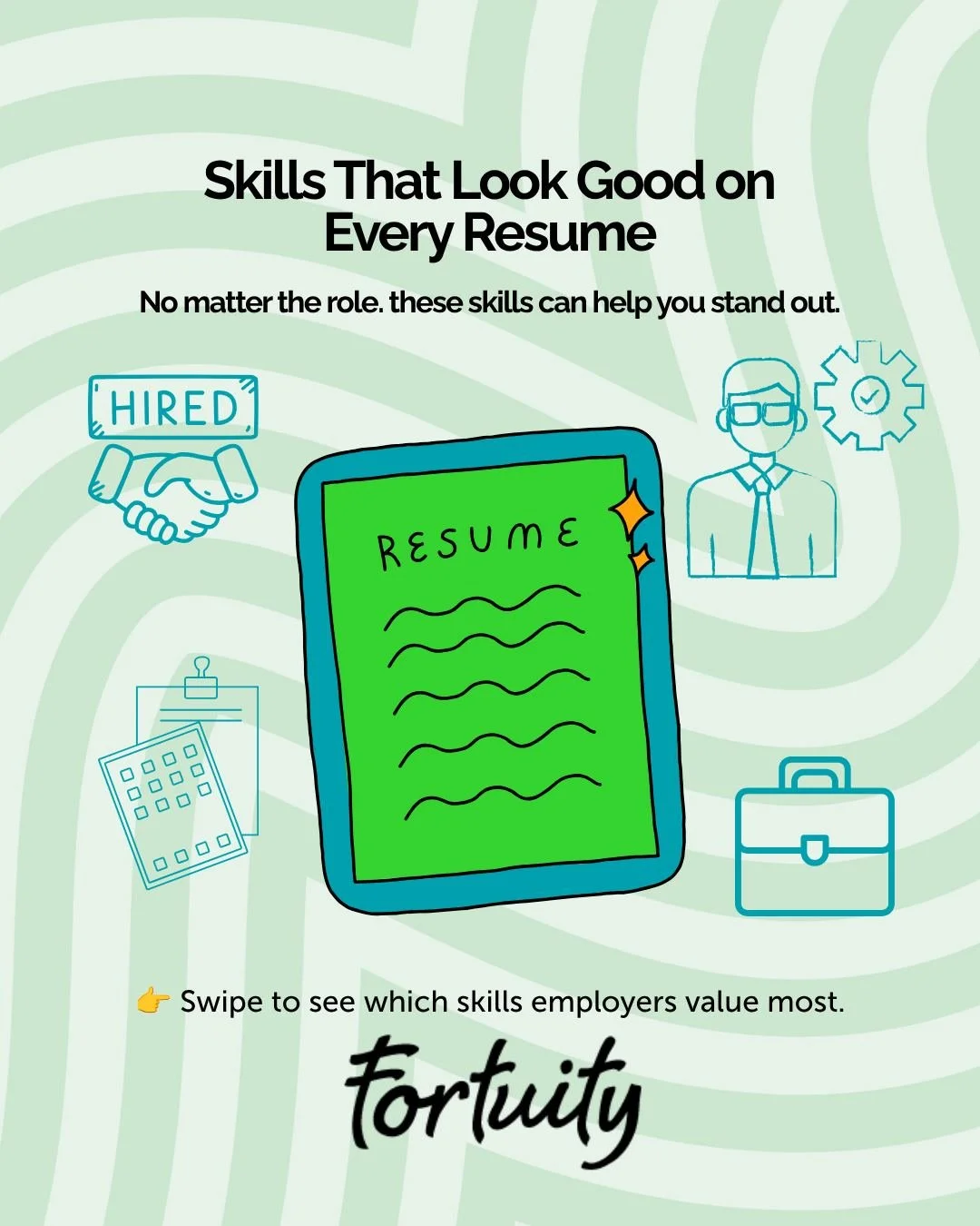 📄 Skills That Look Good on Every Resume

A strong resume isn't just about experience.

It's also about showcasing the skills that help you succeed in any workplace.
Some of the most valuable skills employers look for include:
💬 Communication
🧠 Pro