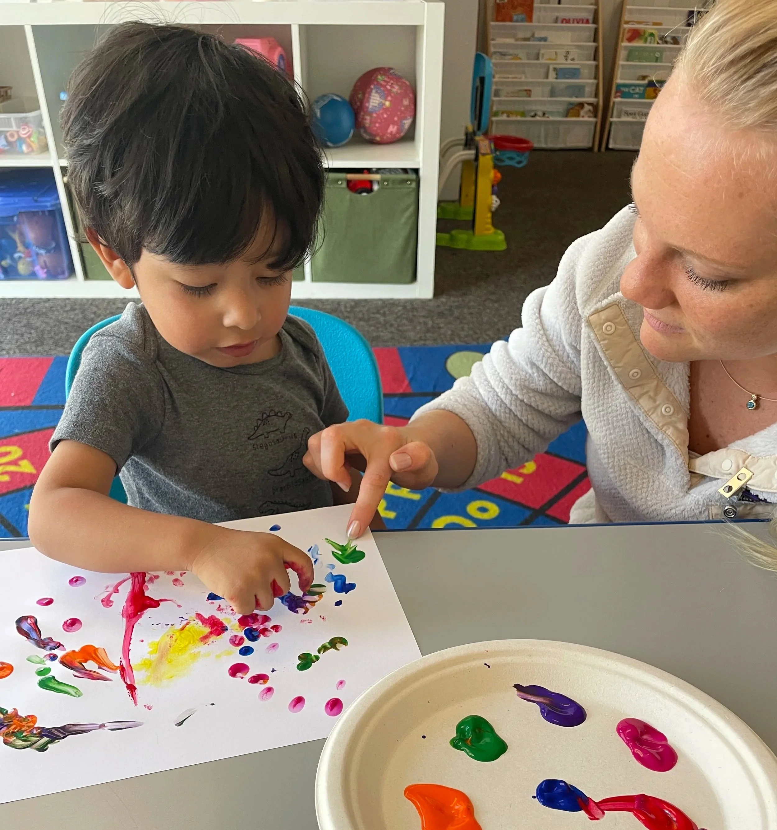 Speech therapist and client