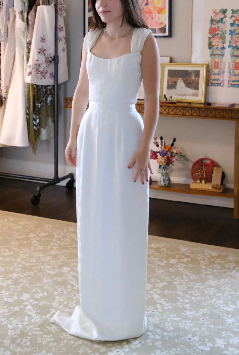 MARKARIAN シフォン ロングドレス フローラルプリン ト Markarian Floral Silk Jacquard Column Gown (US 0) — Double