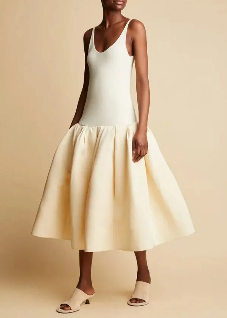 khaite drop waist dress KHAITE Kent Dress in Soft Pink - Pink Designer Dress