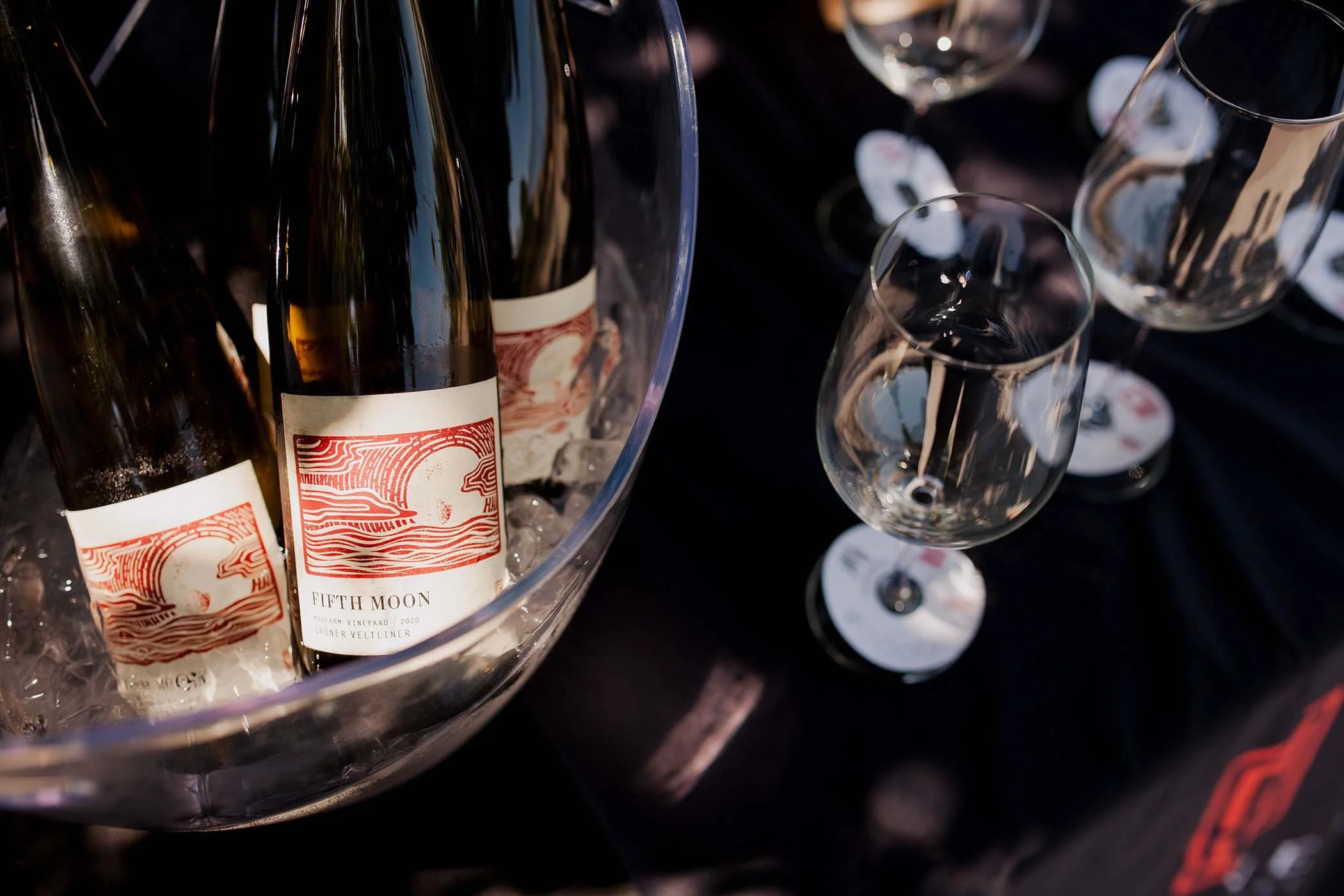 Napa Valley wine in an ice bucket with a glass nearby