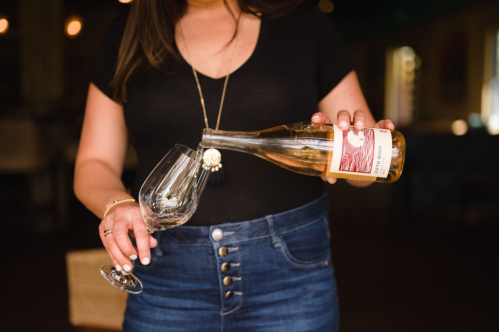 Rosé poured into the glass