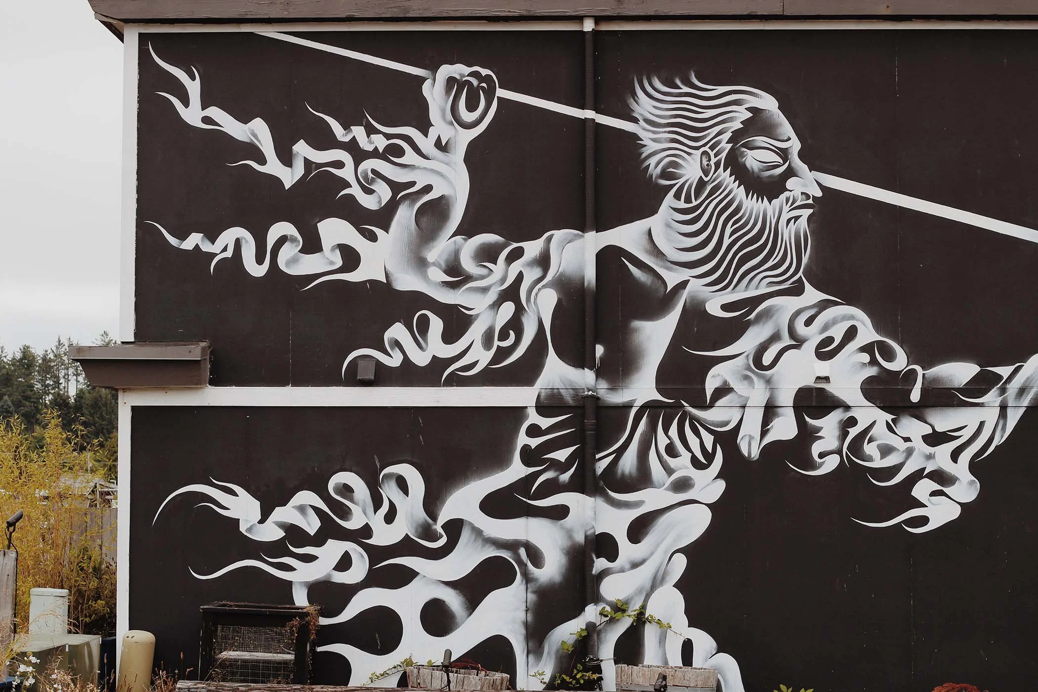 Building mural of poseidon