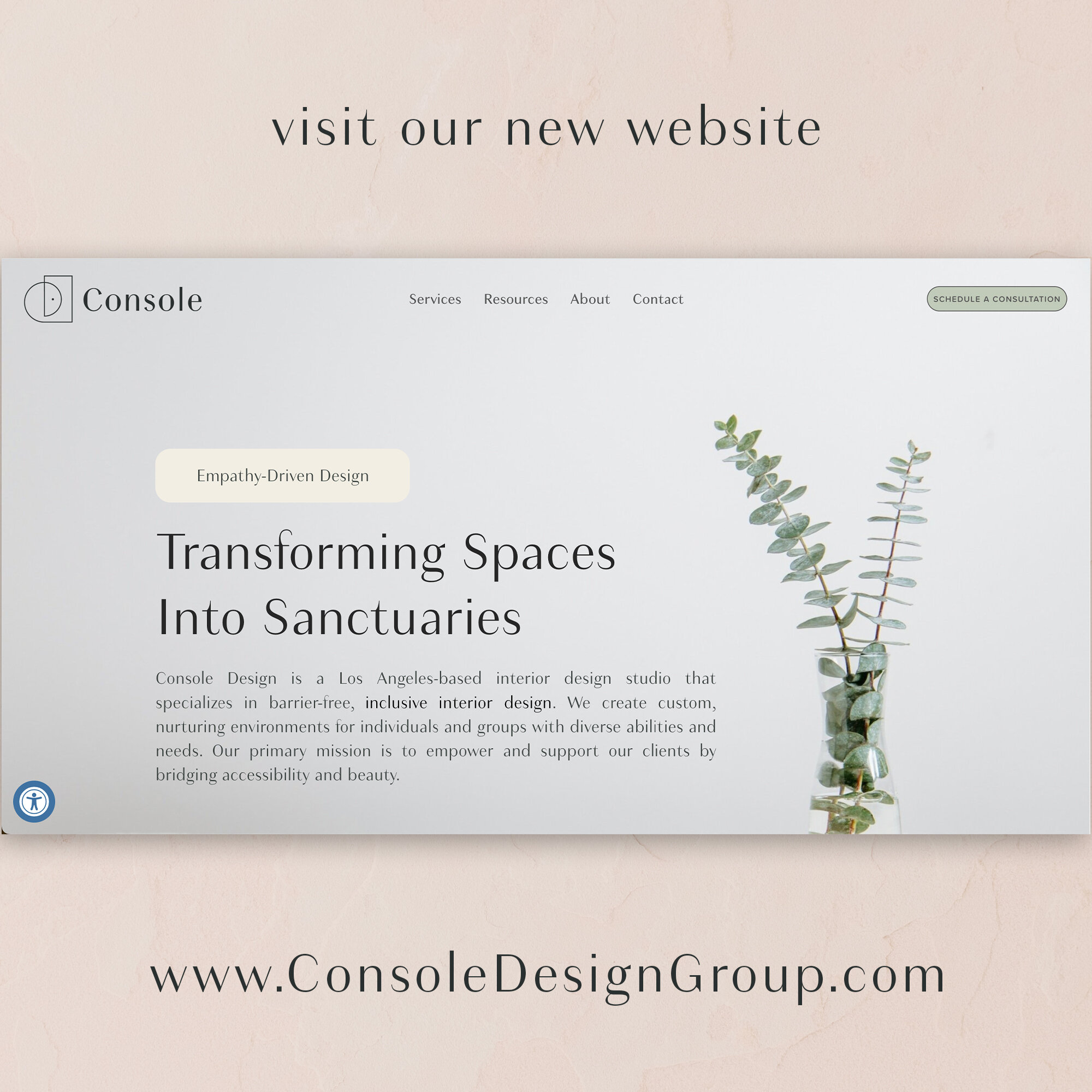 The new Console Design Group website is up and running! Check out our resources, services, pricing, and more. Whether you're looking to redesign a room in your home or make your office, hospital or school more inclusive, our team is ready to help you