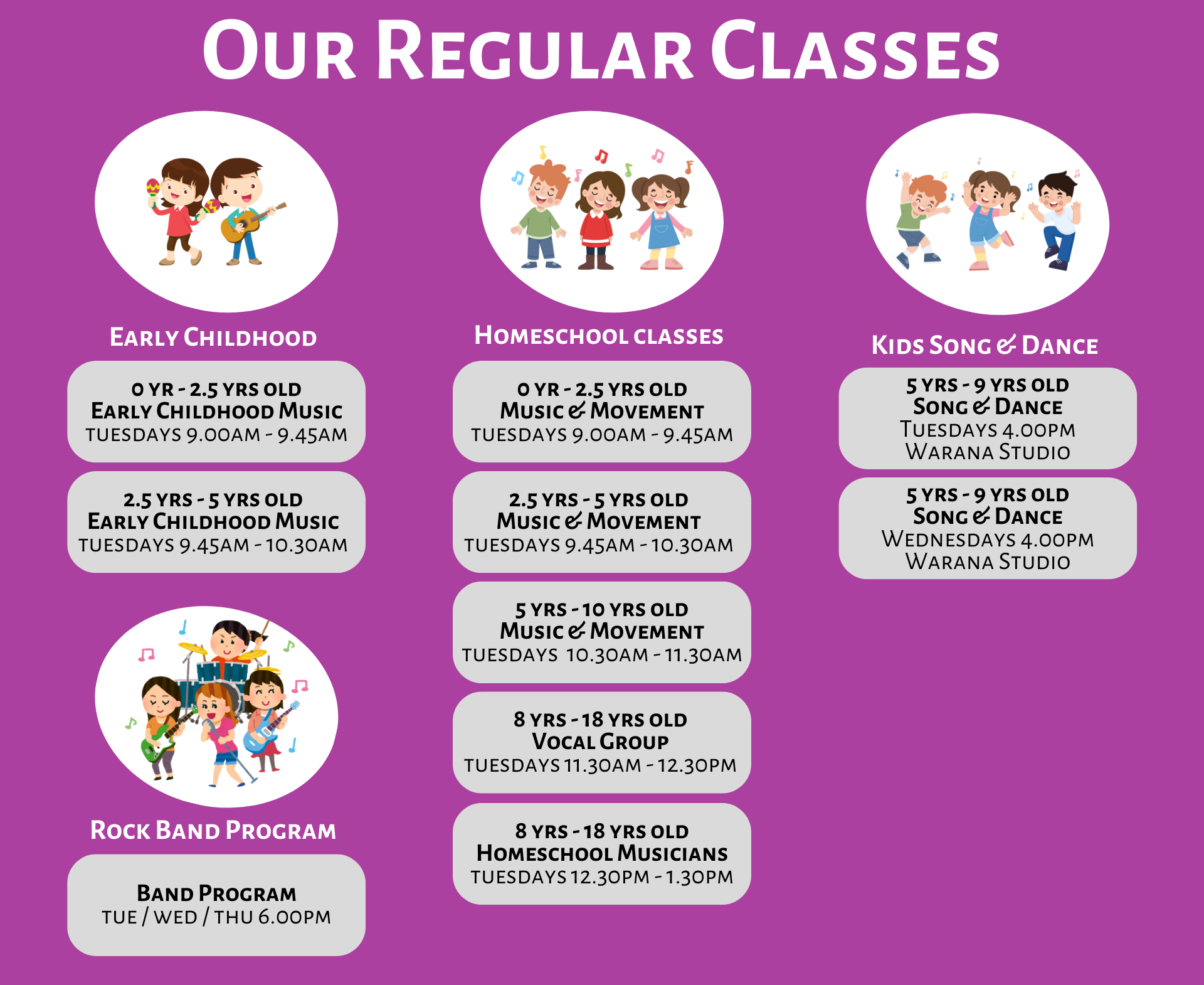 Just Sing Out Timetable of Classes