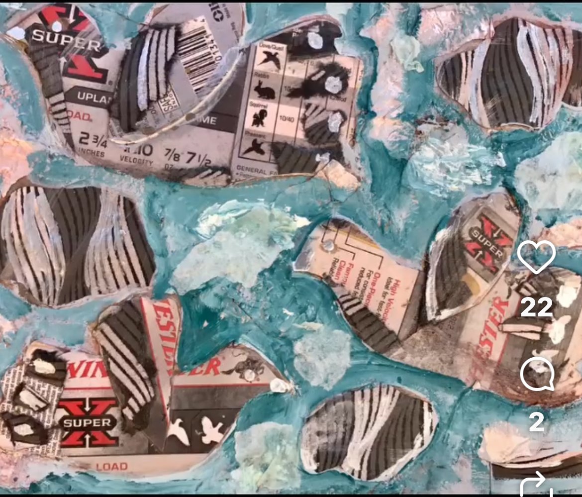 Art with shotgun shell boxes.