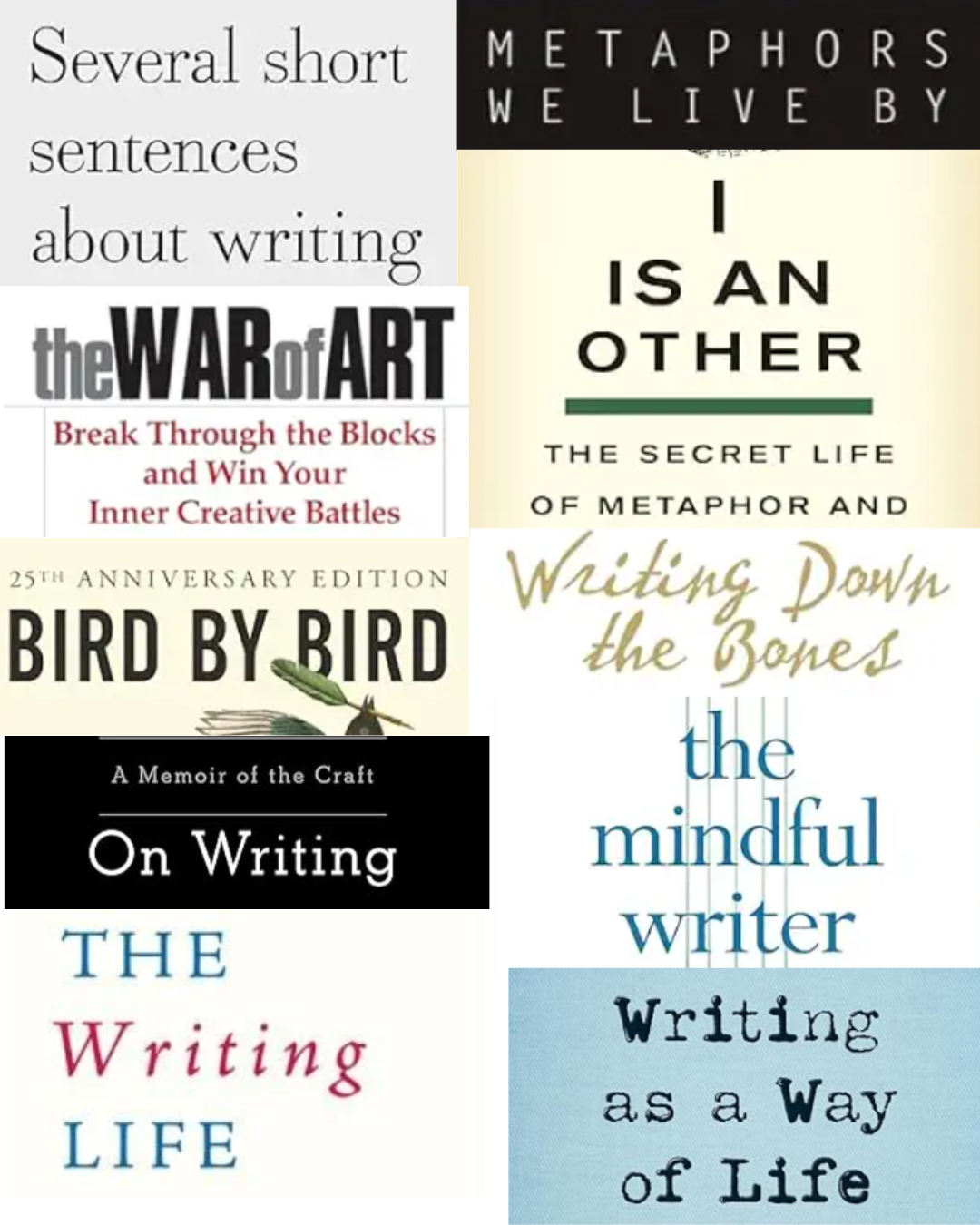 On Writing The Writing Life The Mindful Writer Writing as a Way of Life Several Short Sentences About Writing Metaphors We Live By I Is an Other writing creativity observation mindfulness metaphor