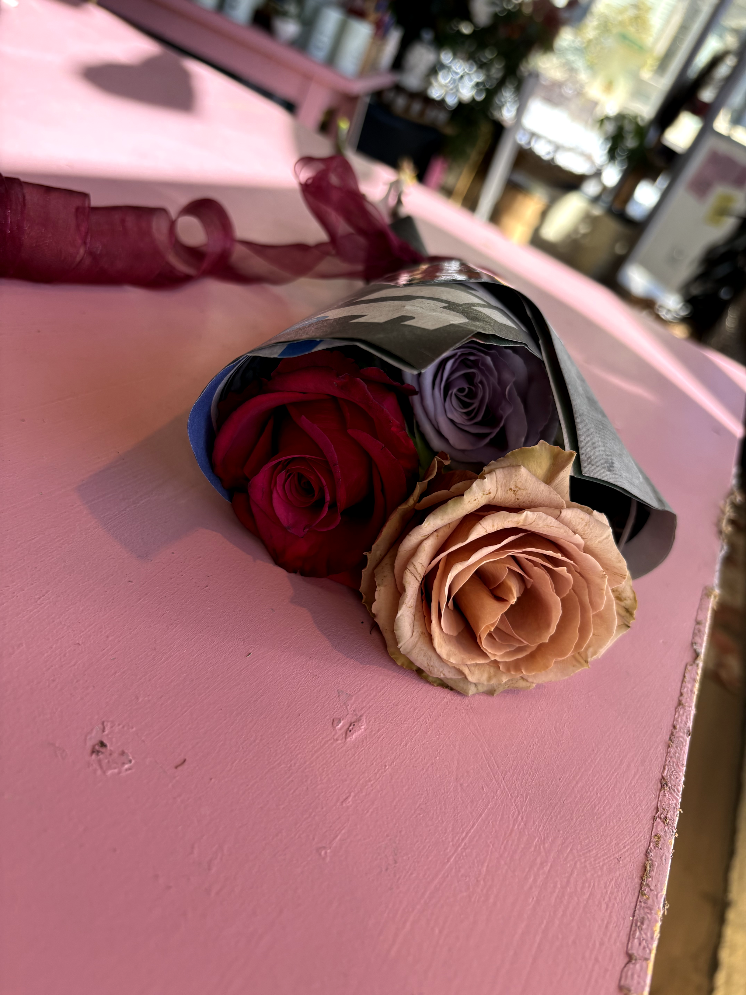 Three Roses — Ribbon Wrapped