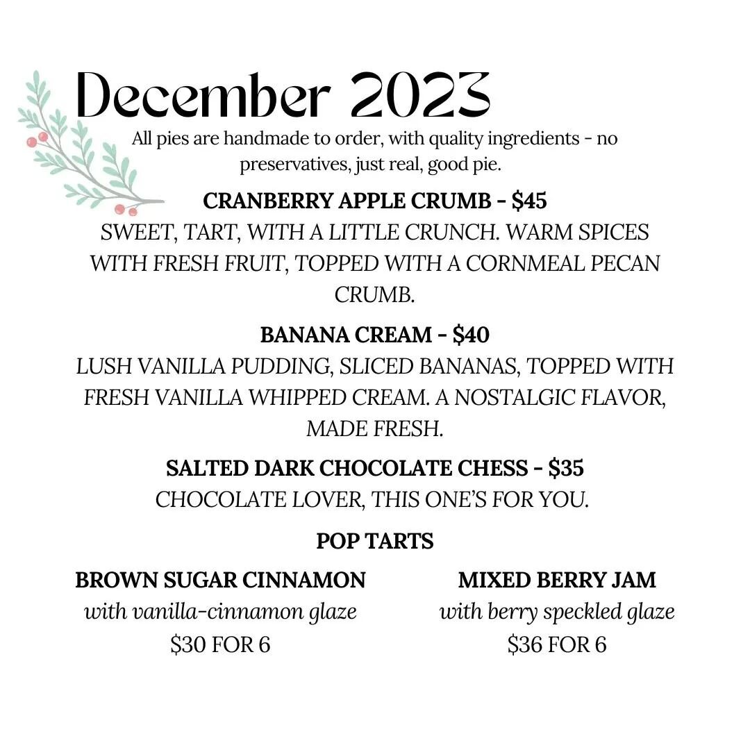 So excited to share this month's new menu with you!! We're currently taking Christmas pre-orders for pick up on 12/23 &amp; 12/24. 

Ready to order? Head to 🔗 in bio to get your holiday goodies! 

More exciting news to come very very soon about Dece