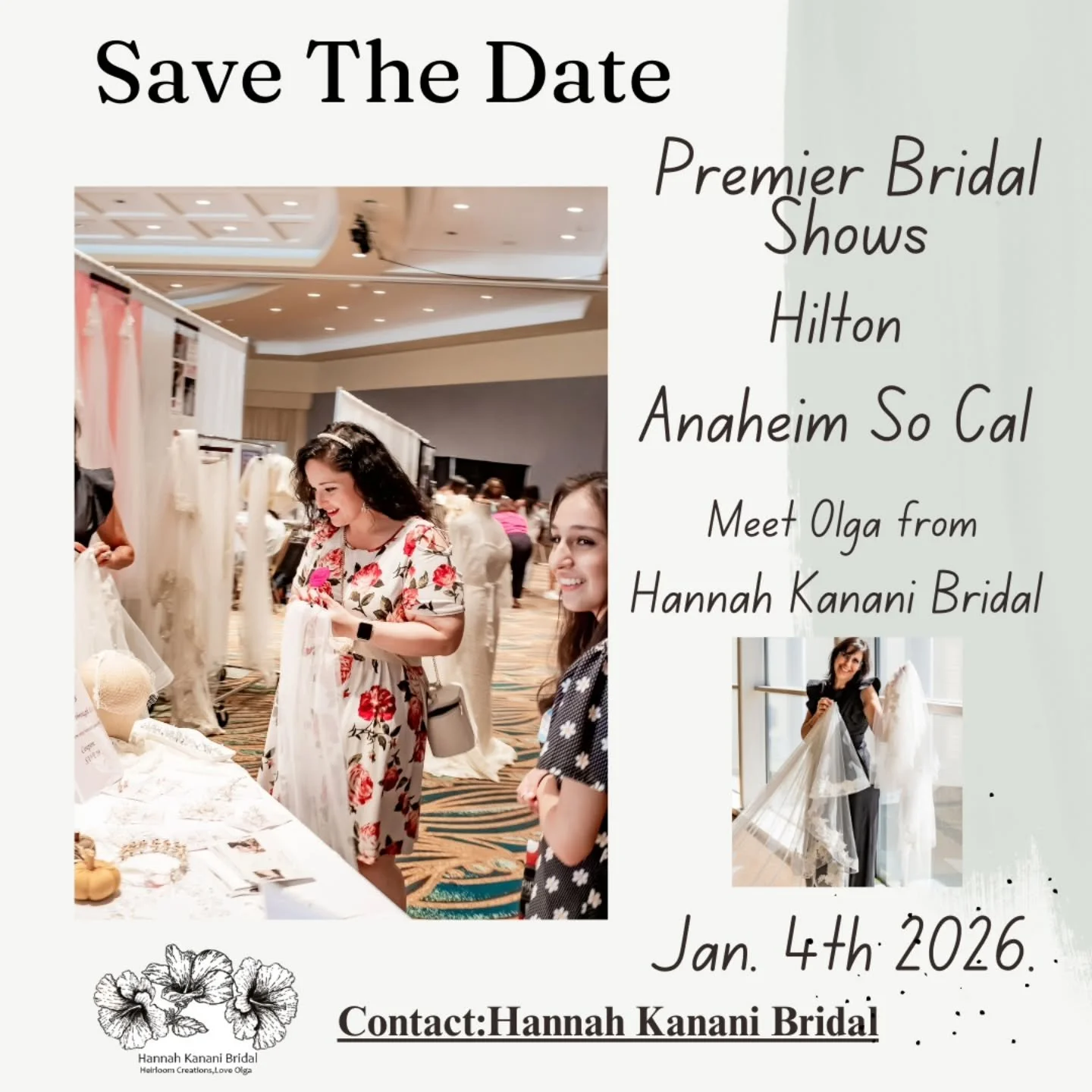 Hey Engaged Couple😄 SAVE THE DATE!

Premier Bridal Show is coming to SoCal

January 4th, 2026

HKB will be there.😄👰&zwj;♂️

@premierbridal 
@hannahkananibridal