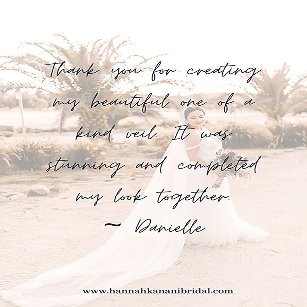 A One Of A Kind Veils Dream 🌸

What a dream to make a bride feel complete and beautiful walking down the aisle with her custom veil.

It's such an honor to be a part of these special moments.

Thank you, Danielle🌹

@hannahkananibridal

😊share with