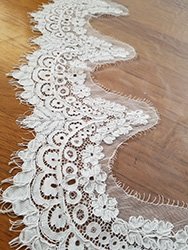 Ivory lace wide trim for mantilla cathedral veil.