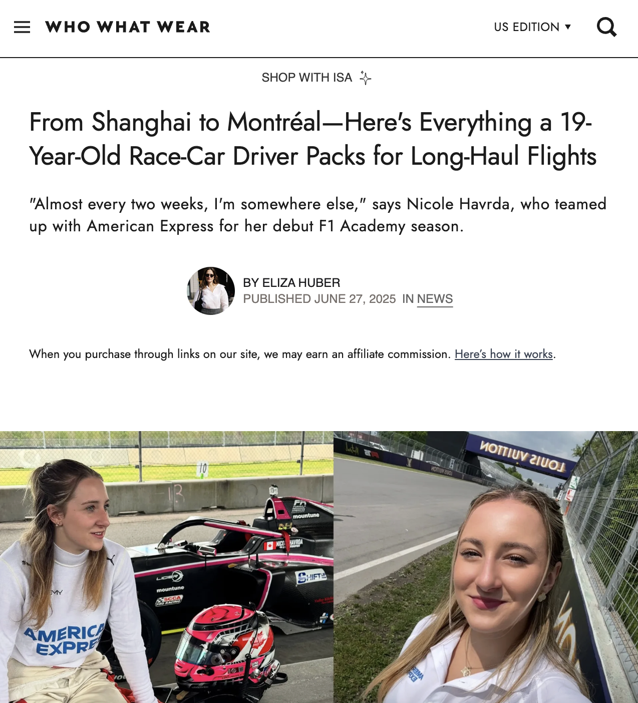 F1 Academy Driver Nicole Havrda Interview in Who What Wear