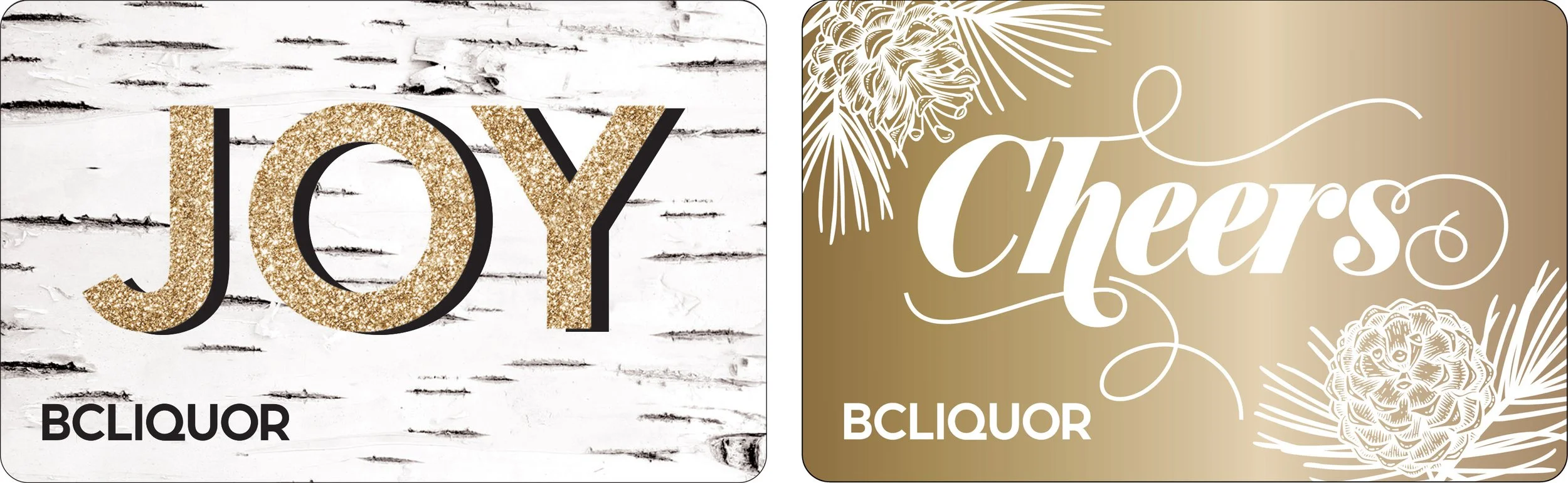 BCL Holiday 2021 Designs for Gift Cards, Featuring Glitter and Foil Finishes