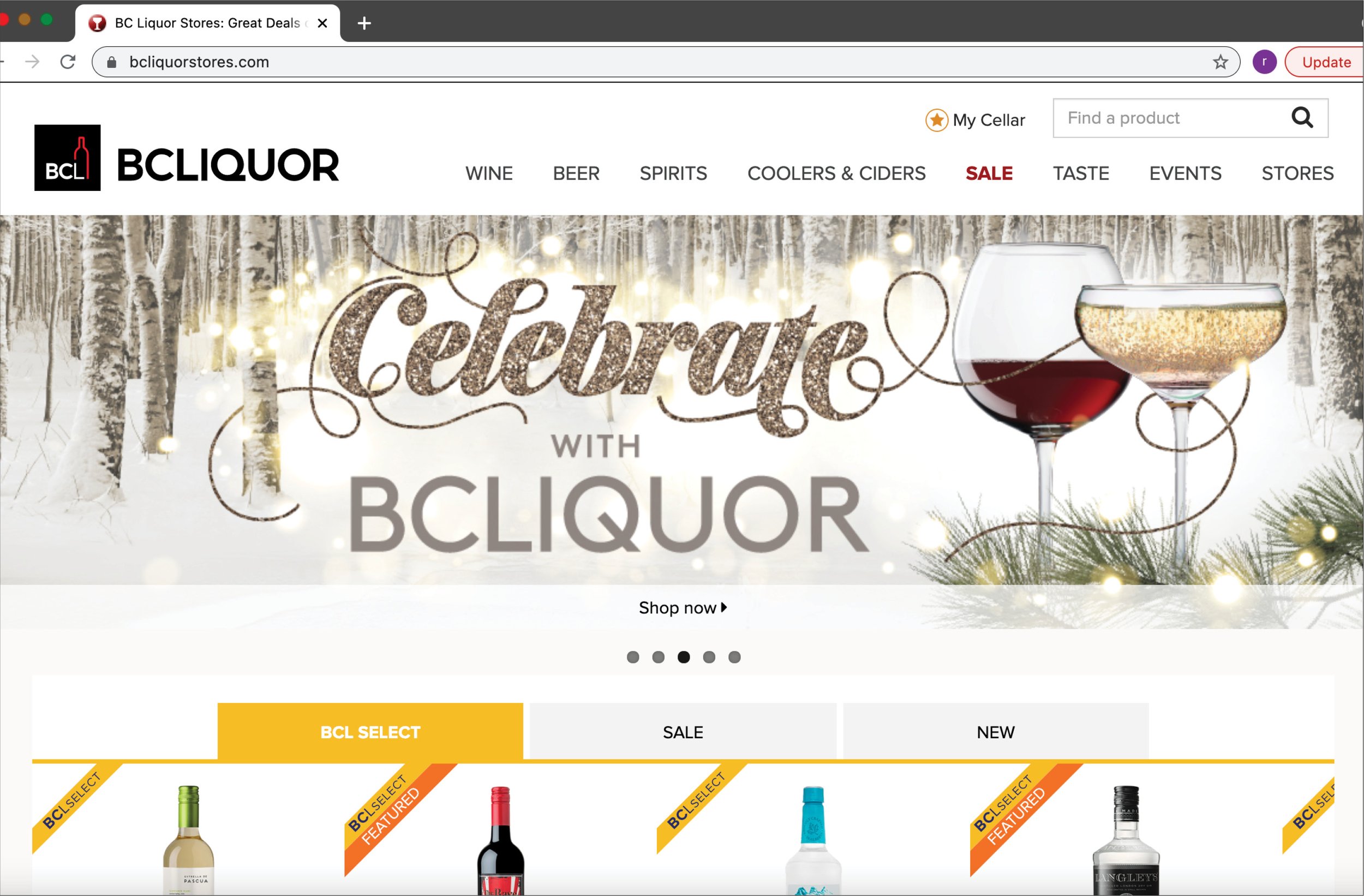 BCL Holiday 2021 Banner on the Retail Website