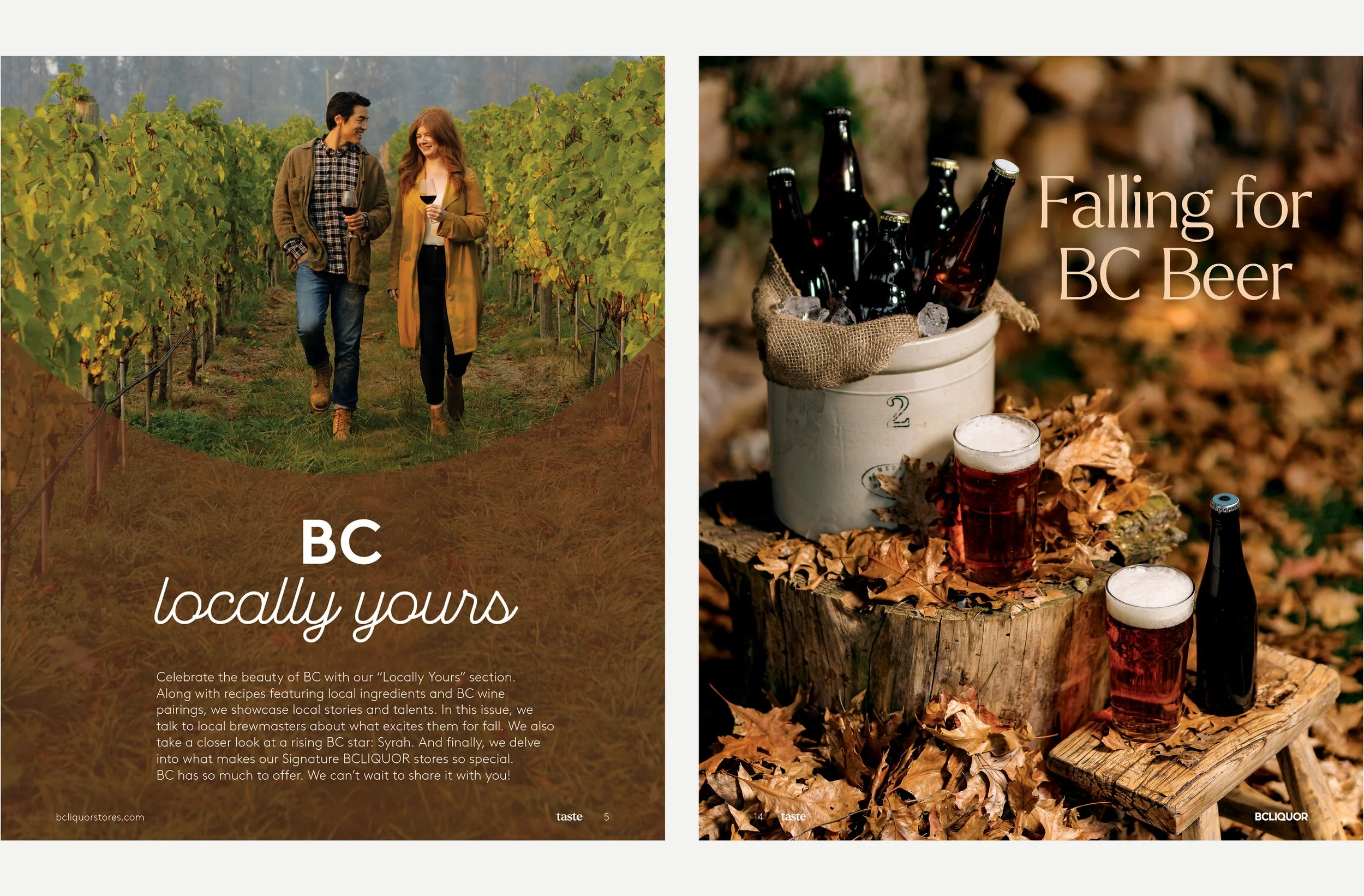 Fall 2023: Interior pages introduce the branded graphic of the arch and new primary typeface Larken.