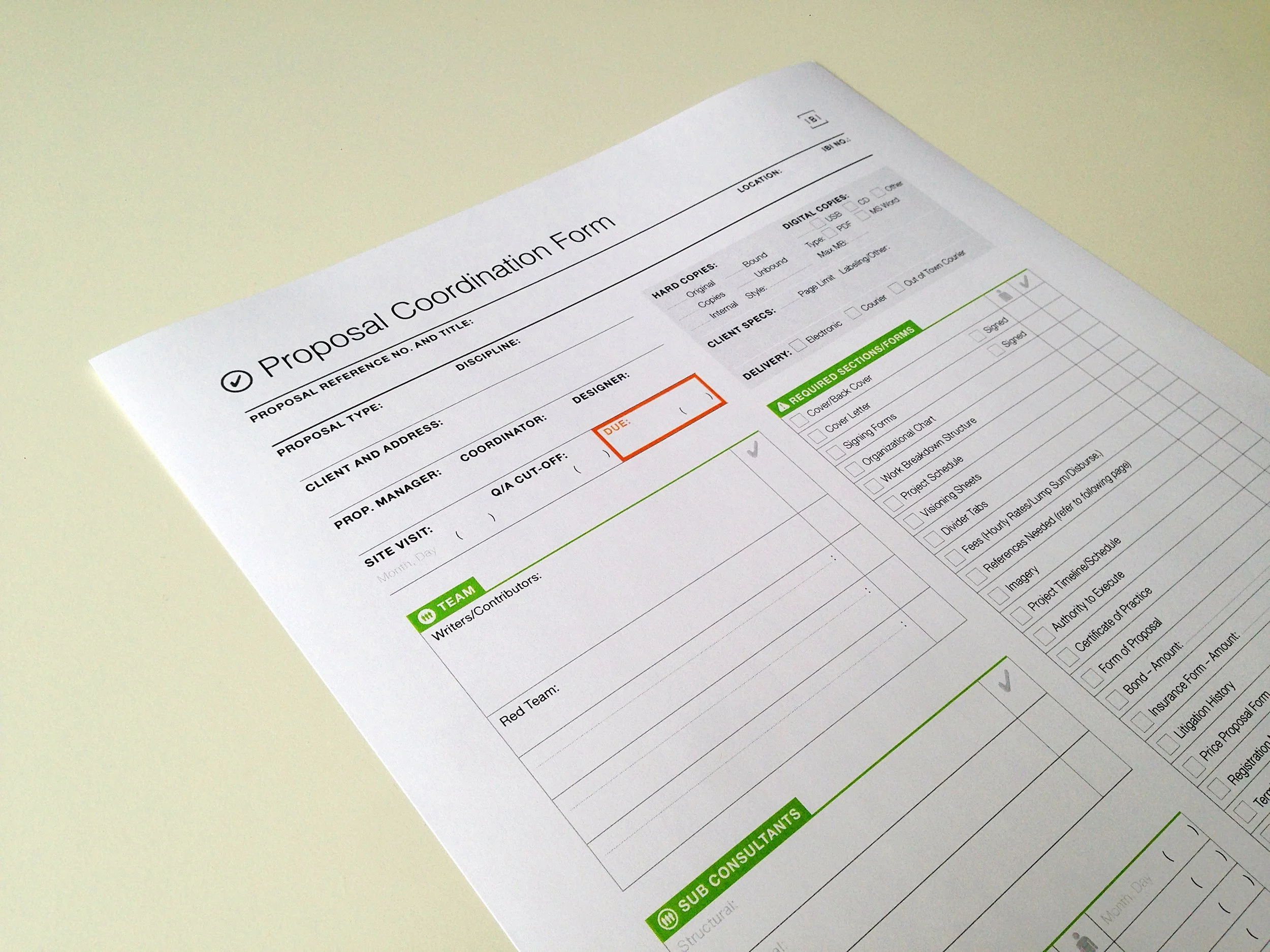 Proposal Development Tools: This and other forms, developed for use in Acrobat/Microsoft Word, aid the proposal development process and manage proposal specific project information. 