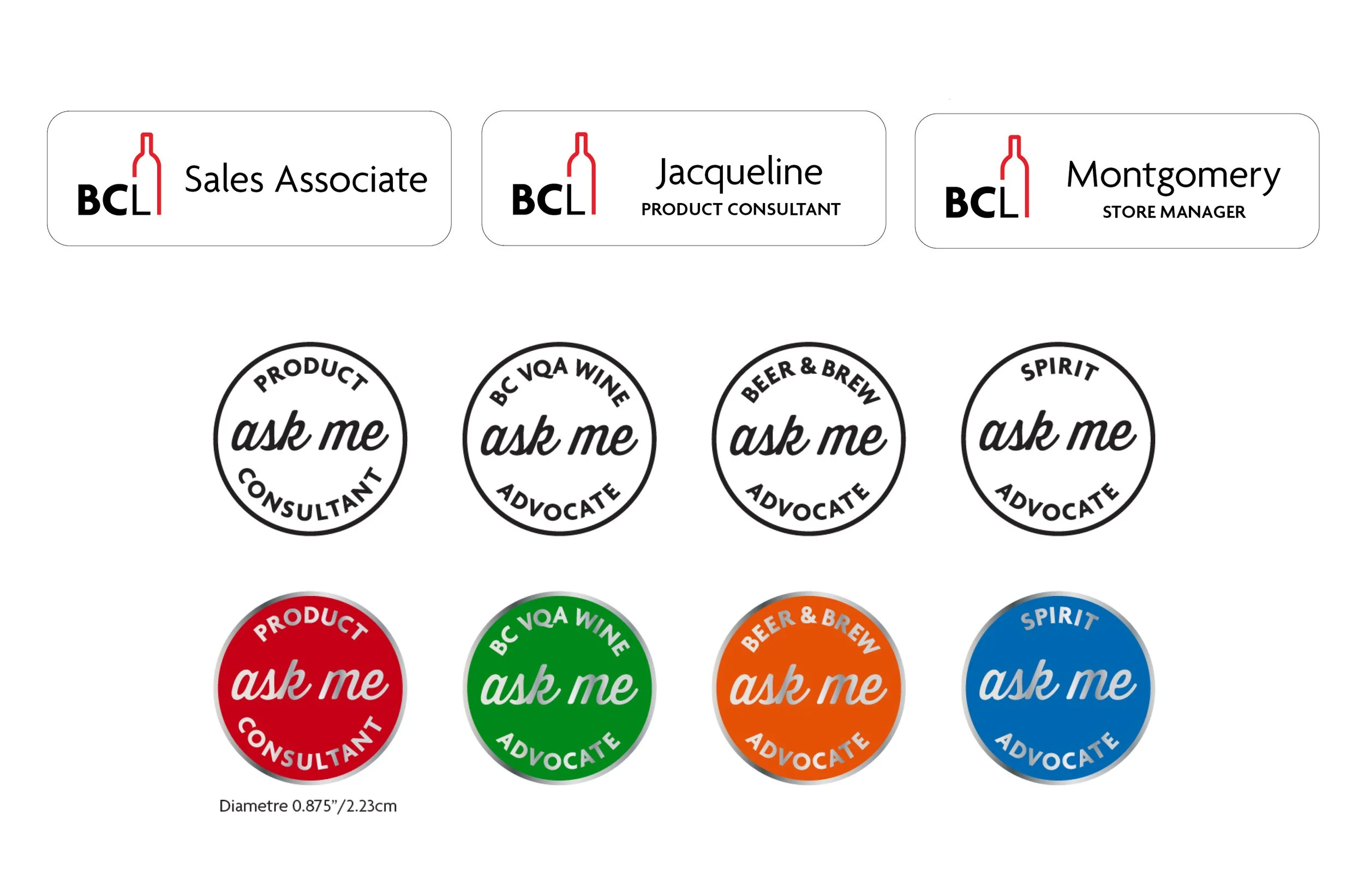 Retail Store Staff Name Badges and 'Advocate' Pins