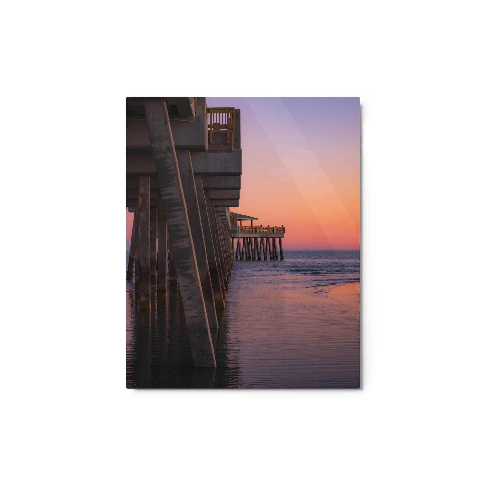 Folly Beach Pier at sunset metal print, Charleston SC