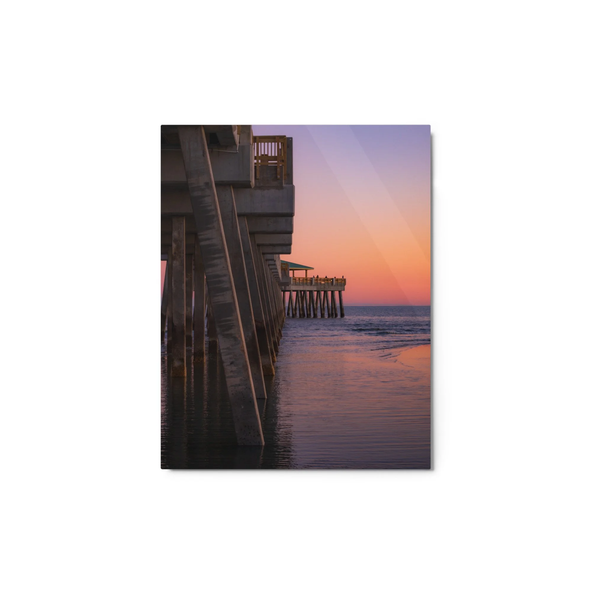 Folly Beach Pier at sunset metal print, Charleston SC