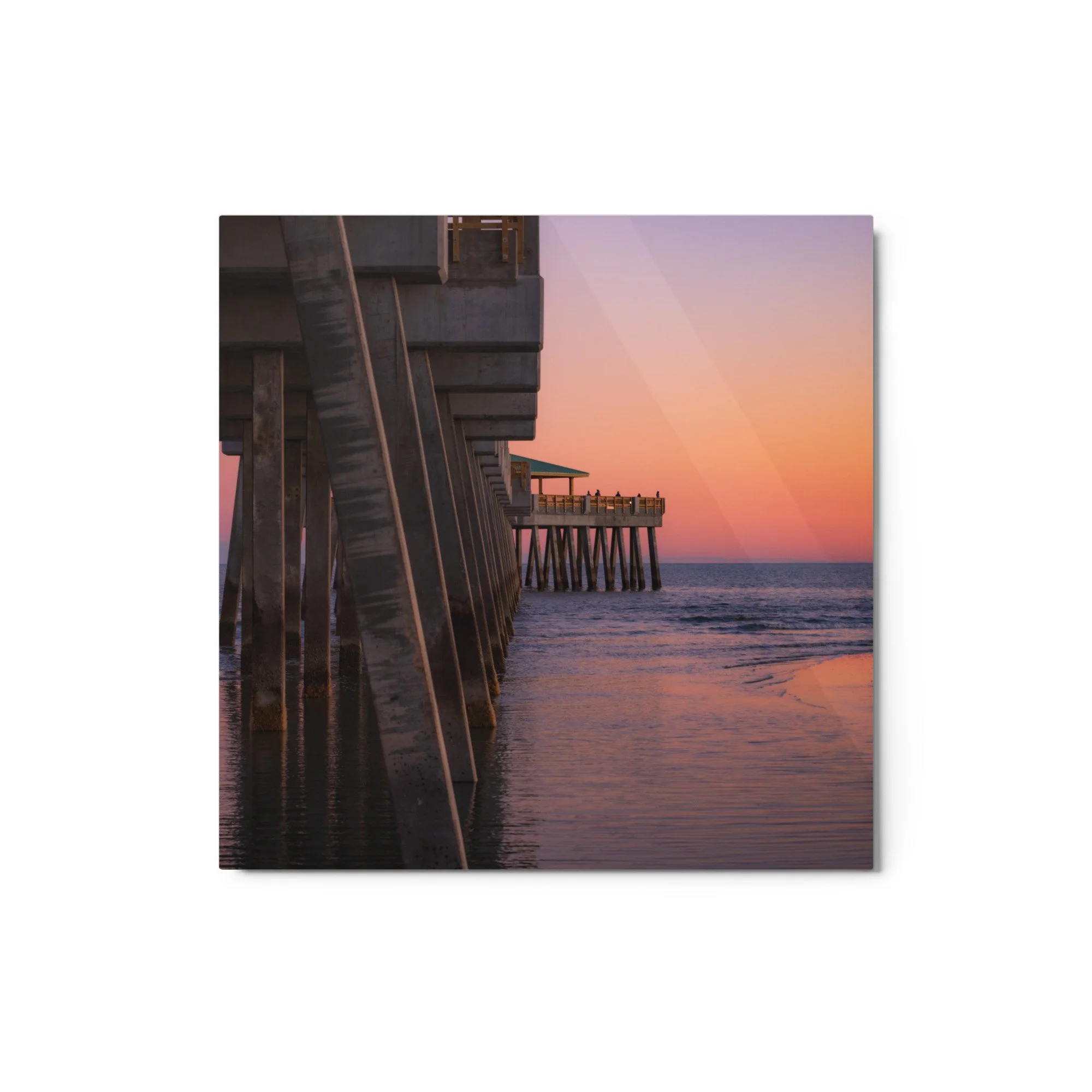 Folly Beach Pier at sunset metal print, Charleston SC