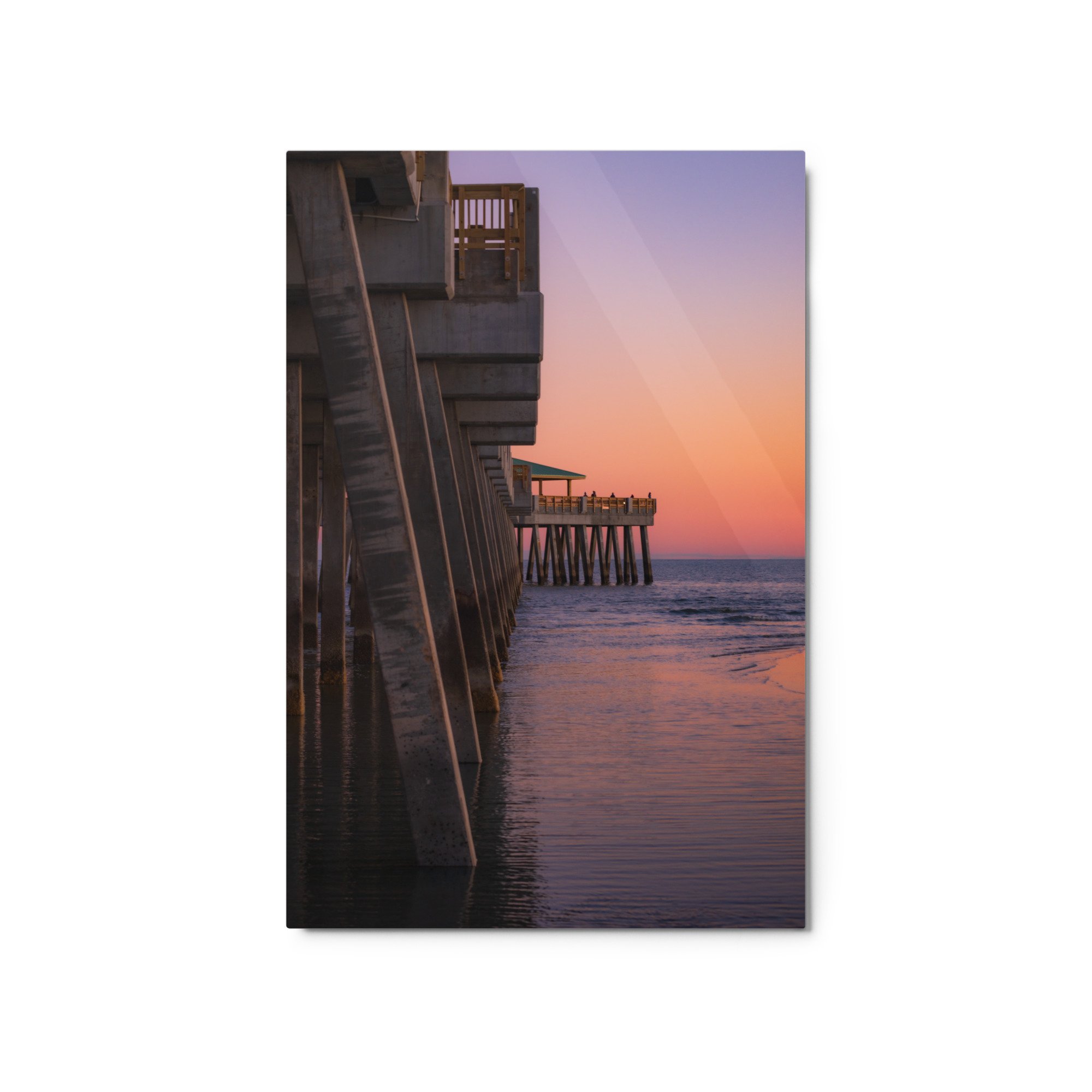 Folly Beach Pier at sunset metal print, Charleston SC