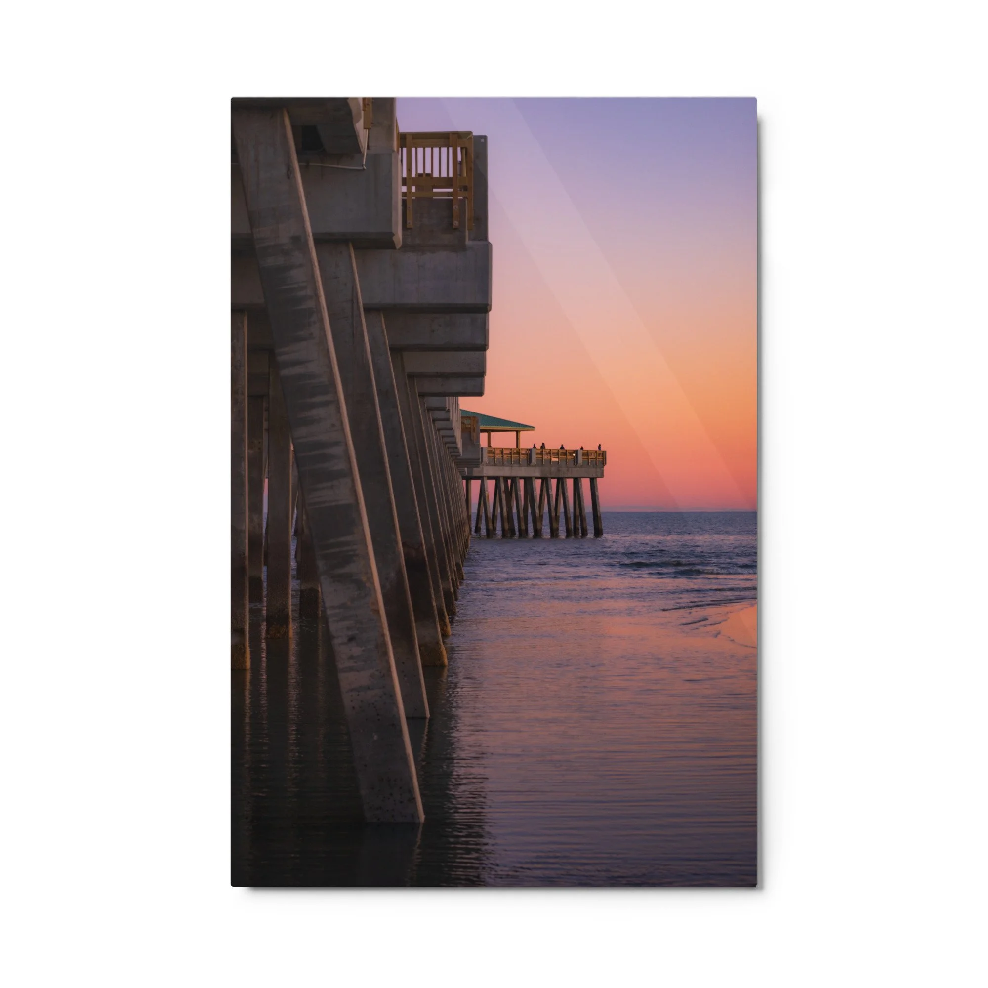Folly Beach Pier at sunset metal print, Charleston SC