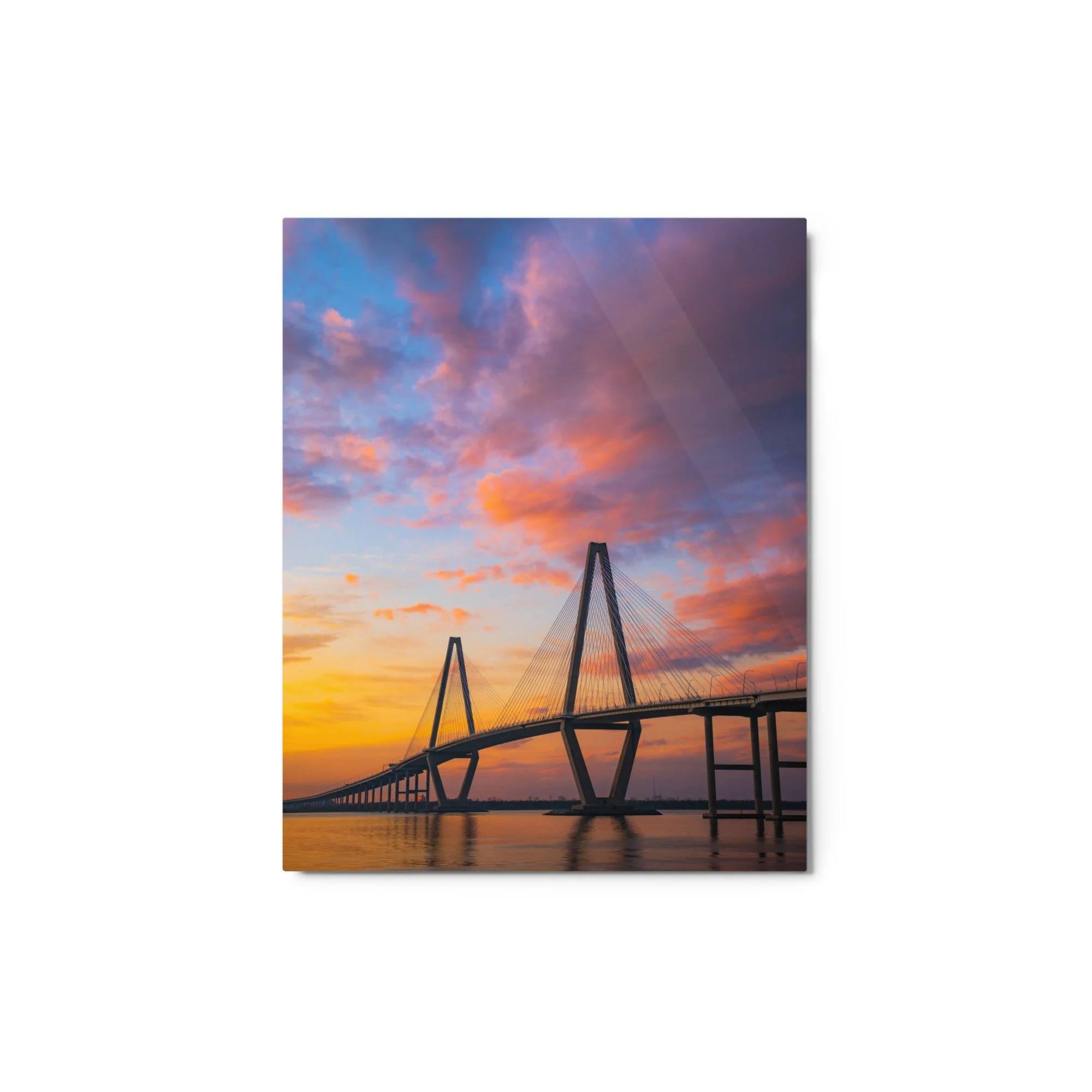 Ravenel Bridge at sunset metal print, Charleston SC