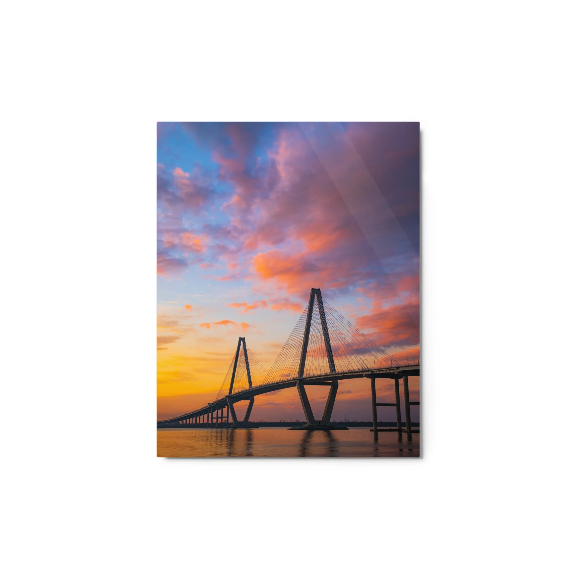 Ravenel Bridge at sunset metal print, Charleston SC
