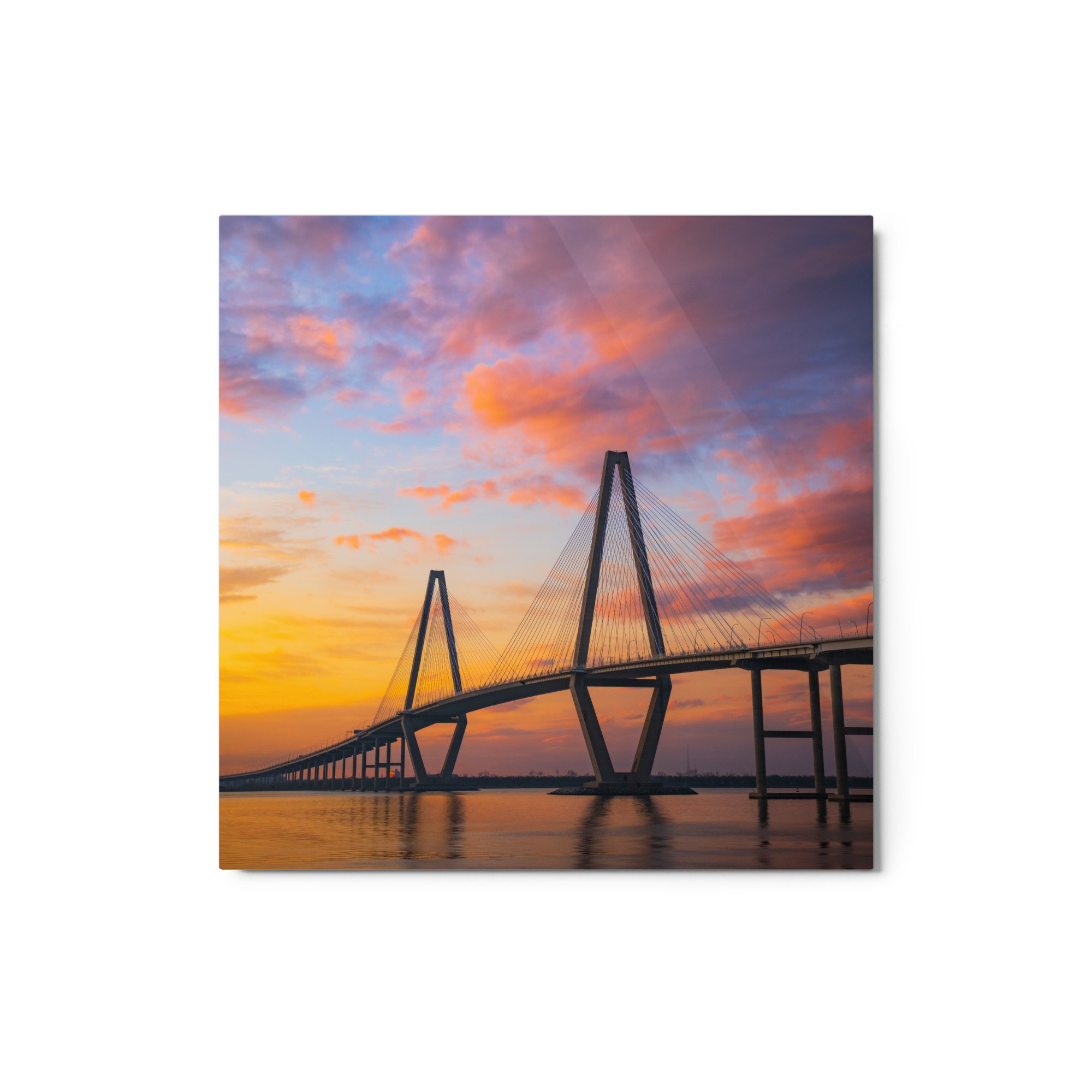 Ravenel Bridge at sunset metal print, Charleston SC