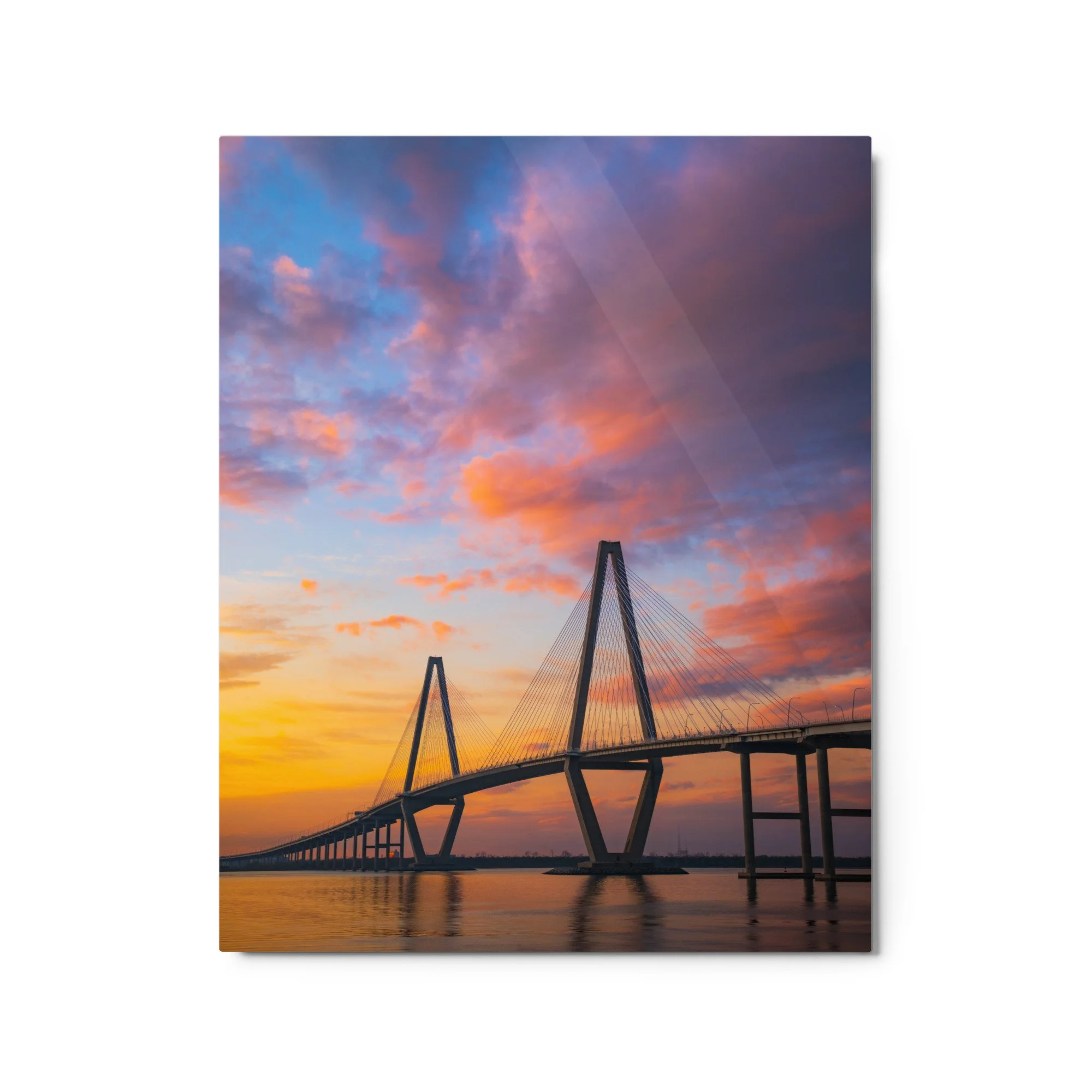 Ravenel Bridge at sunset metal print, Charleston SC
