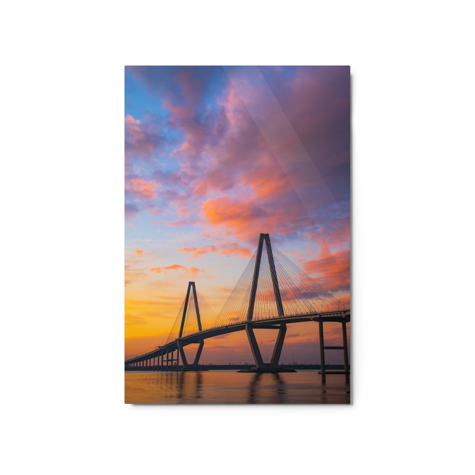 Ravenel Bridge at sunset metal print, Charleston SC