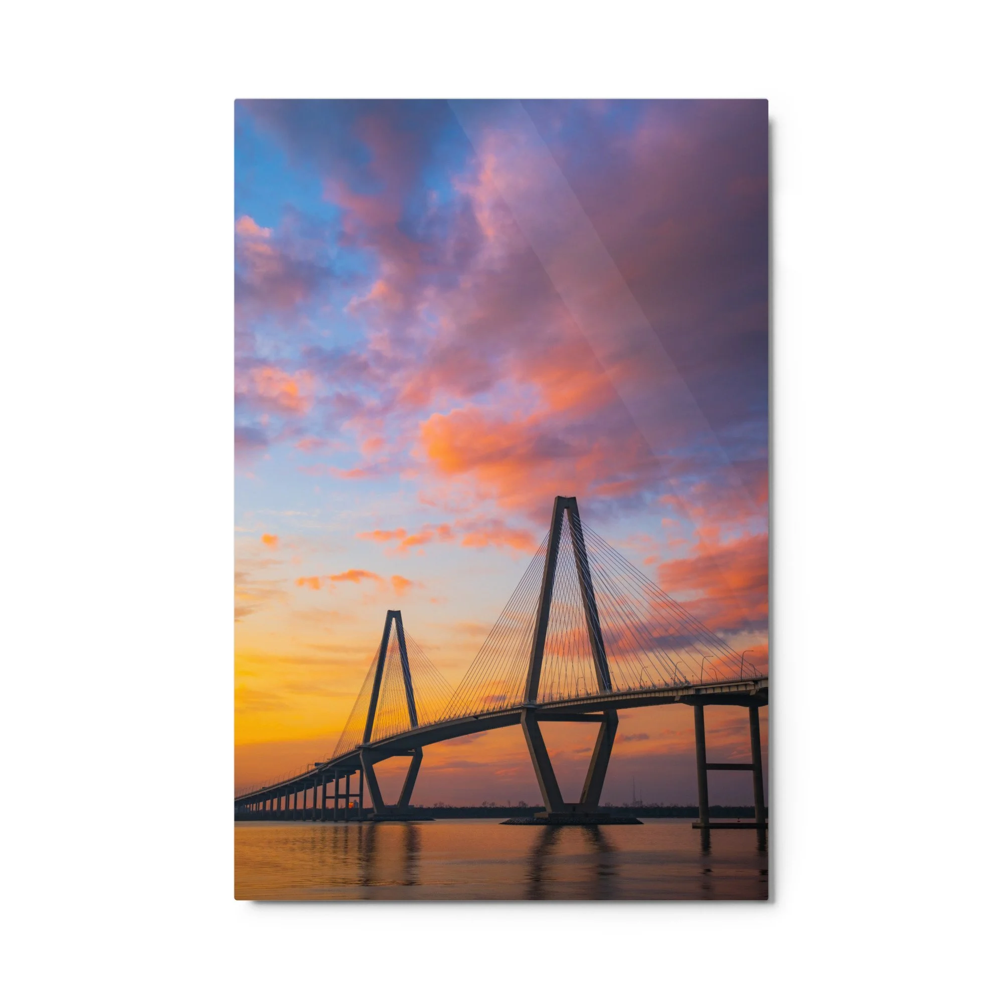 Ravenel Bridge at sunset metal print, Charleston SC