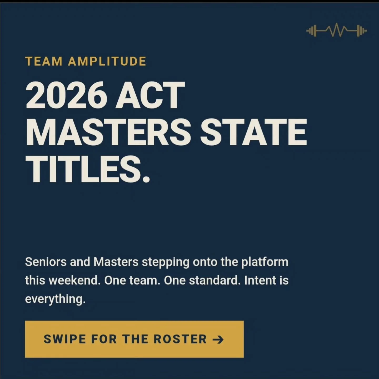 The 2026 Amplitude Strength roster is locked in. ⚔️👇

​Next weekend, we are stepping onto the platform at the ACT Masters State Titles.

​For our Masters crew, this is the main event. Balancing careers, families, and recovery while still showing up 
