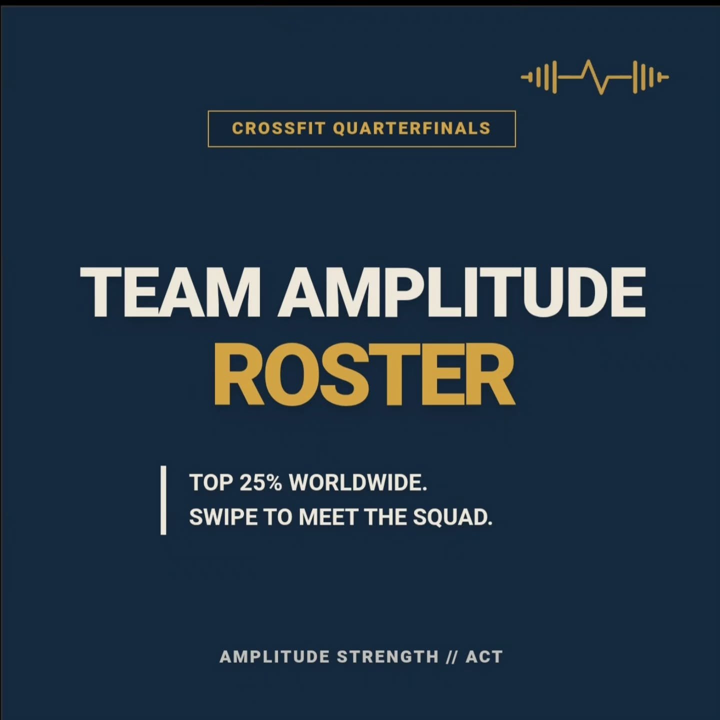 ​A massive shoutout to the Team Amplitude athletes stepping onto the floor for the CrossFit Quarterfinals starting this Thursday.

​Reaching the top 25% of this sport requires an elite engine, high-level gymnastics, and most importantly&mdash;uncompr
