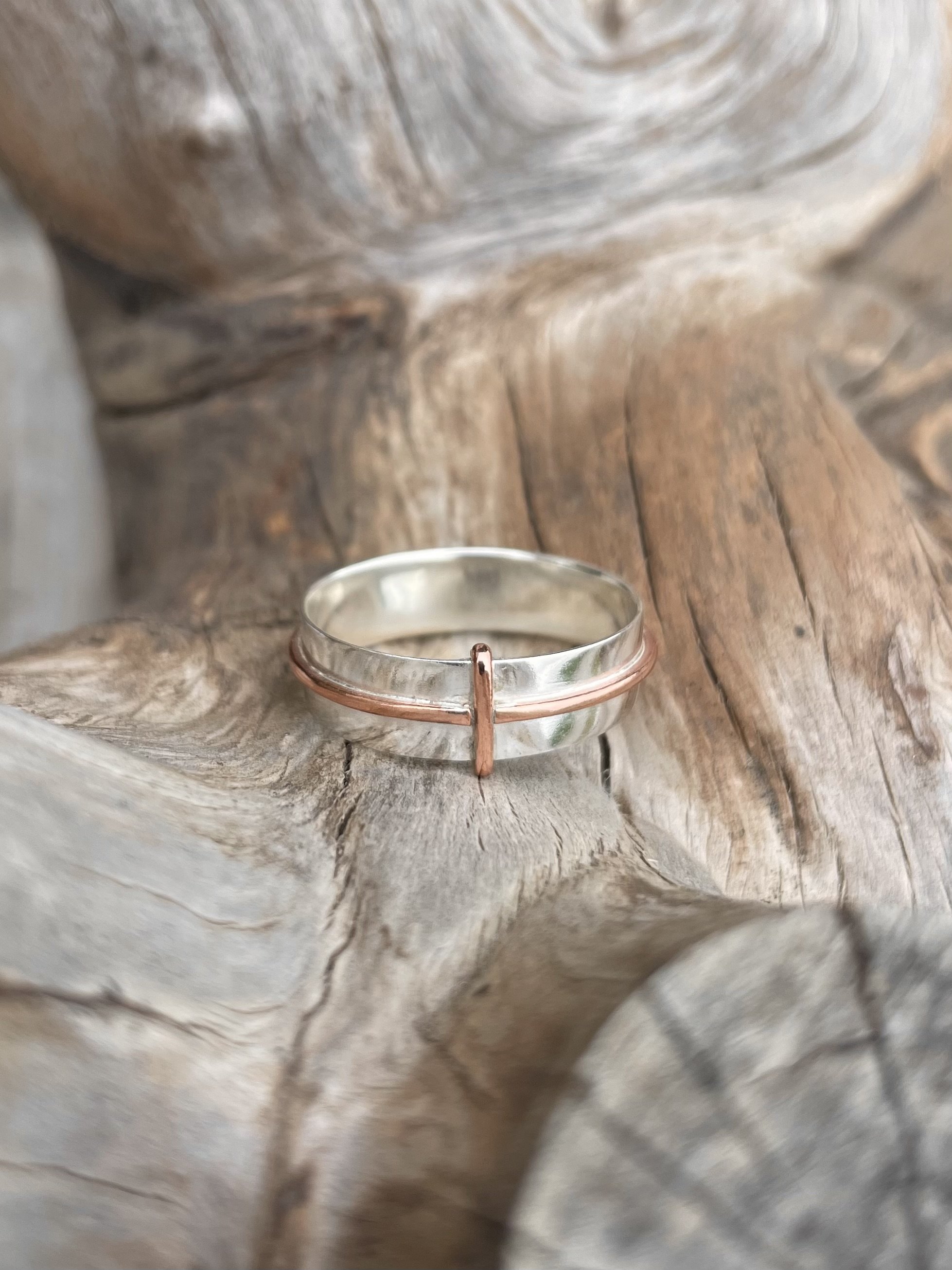 Wide Copper Cross Ring